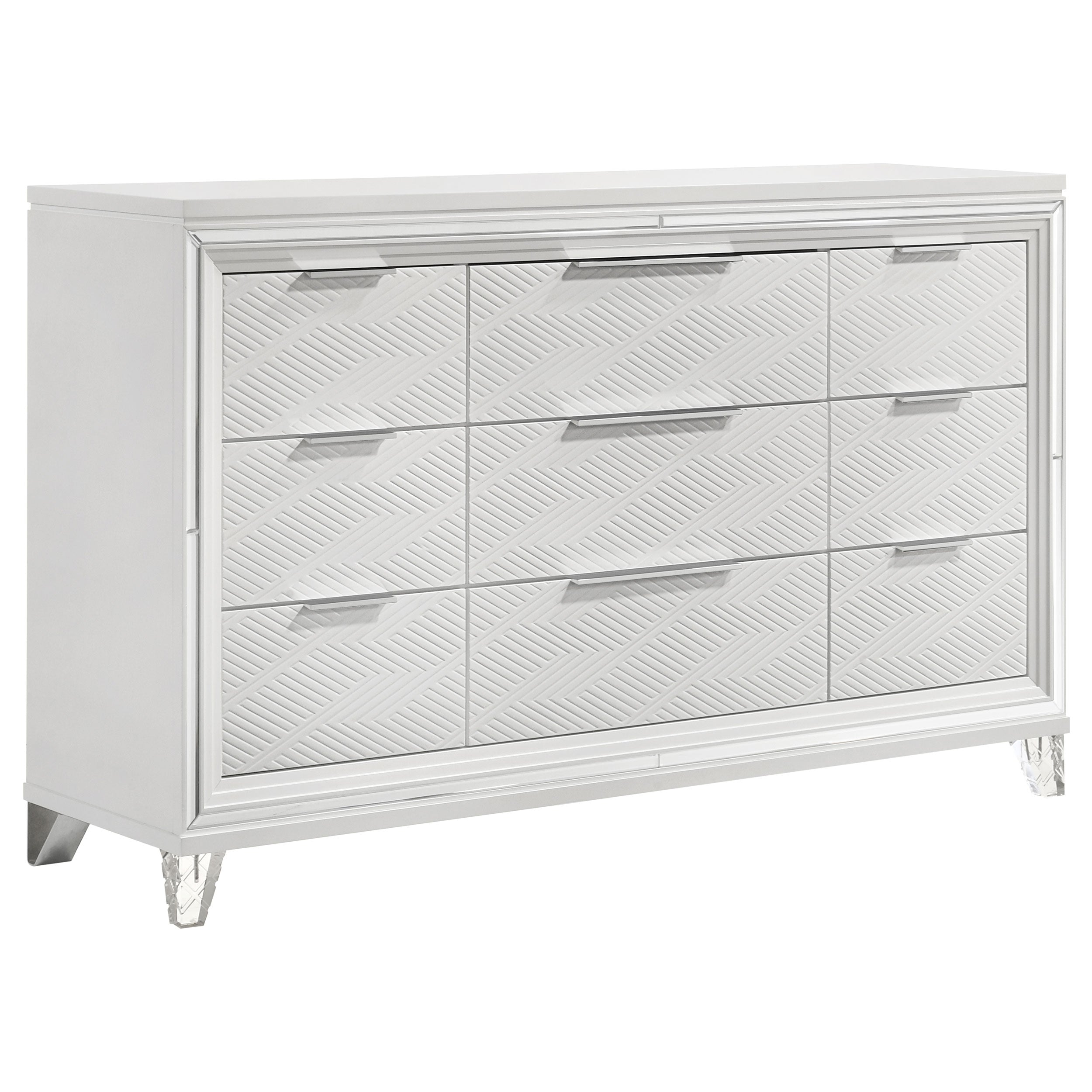 Marmore 9-drawer Dresser and LED Mirror White
