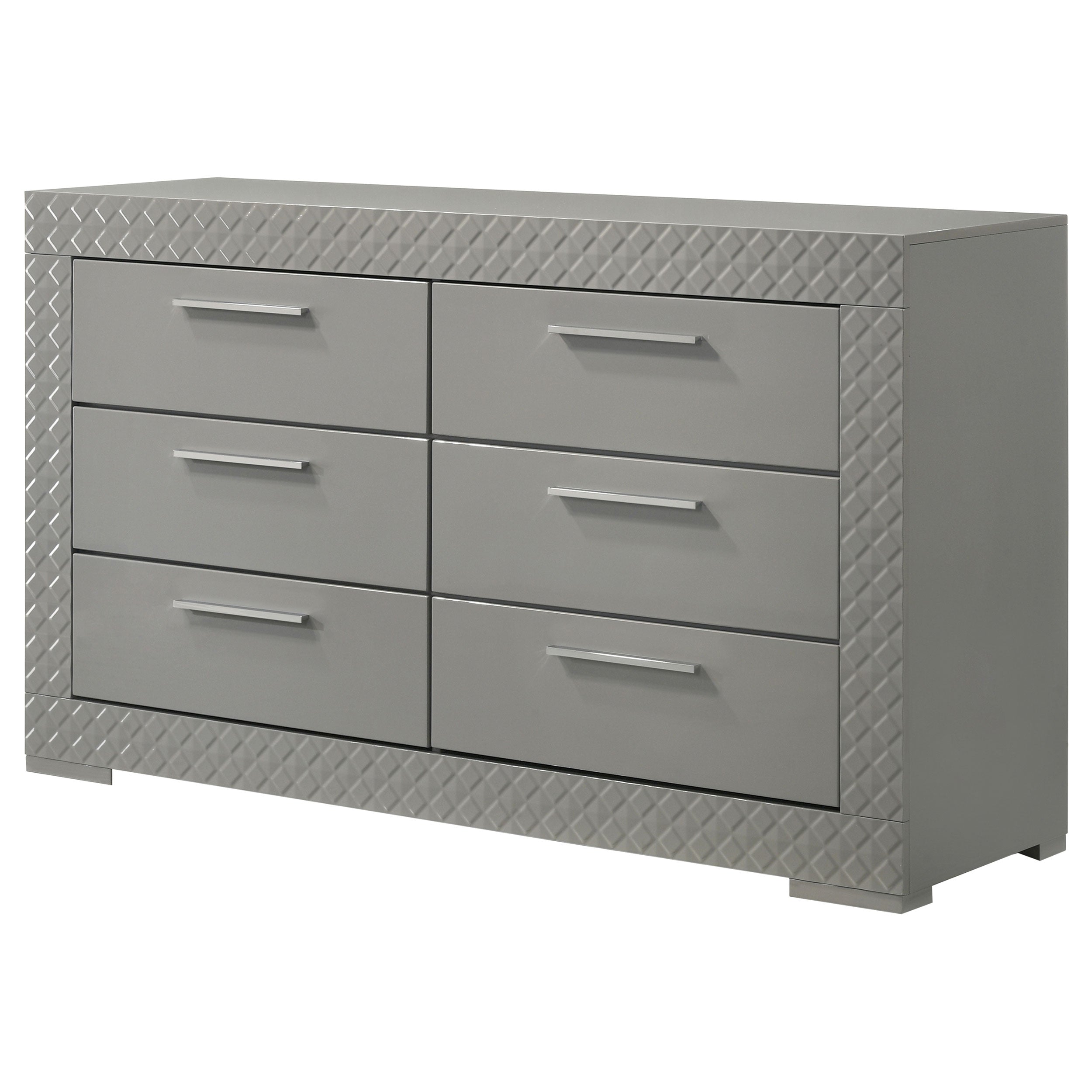 Ives 6-drawer Dresser and Mirror Grey High Gloss
