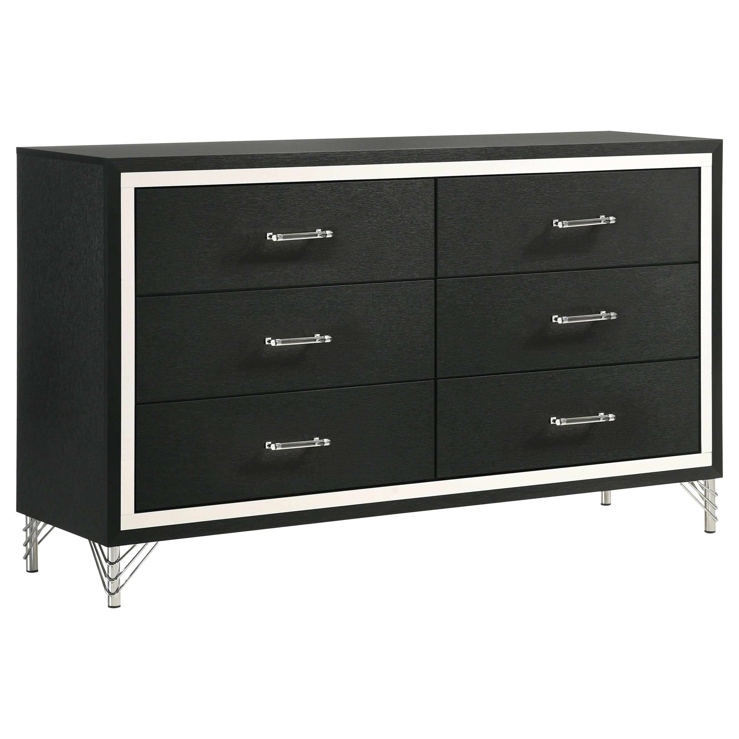 Lucia 6-drawer Dresser and Mirror Black