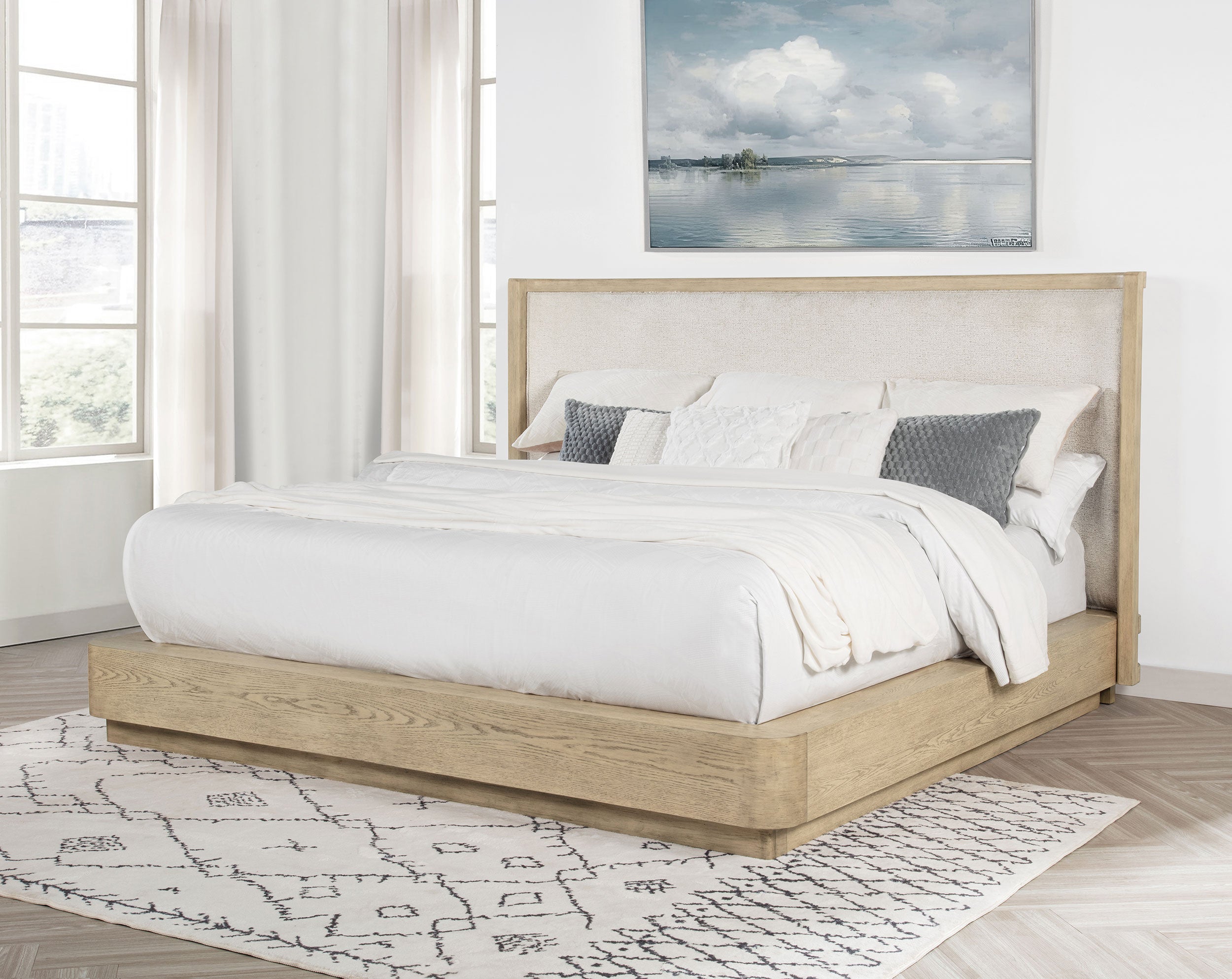 Kailani 49-inch Wingback Bed Beige Oak