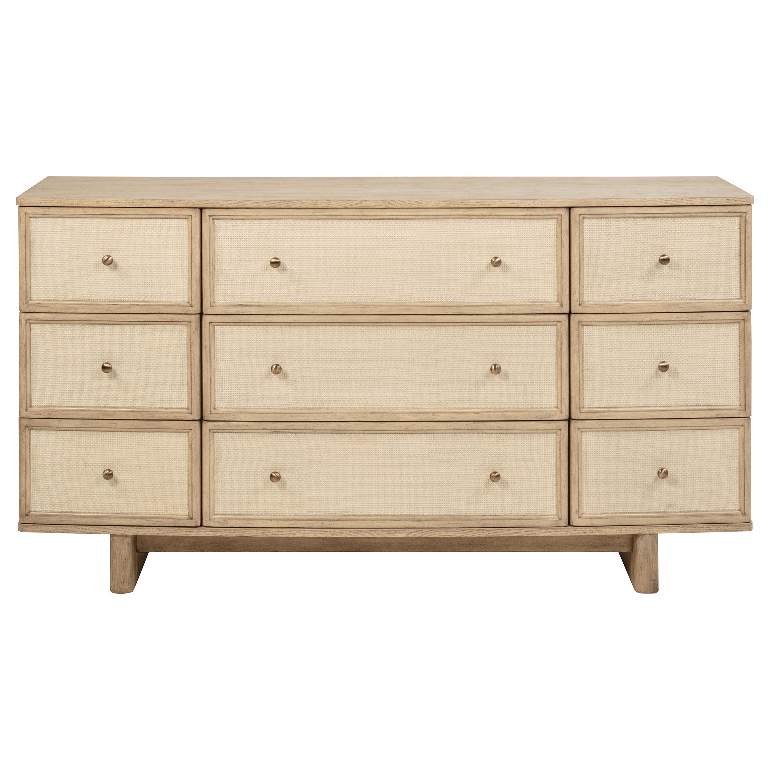 Kailani 9-drawer Dresser and Mirror Beige Oak
