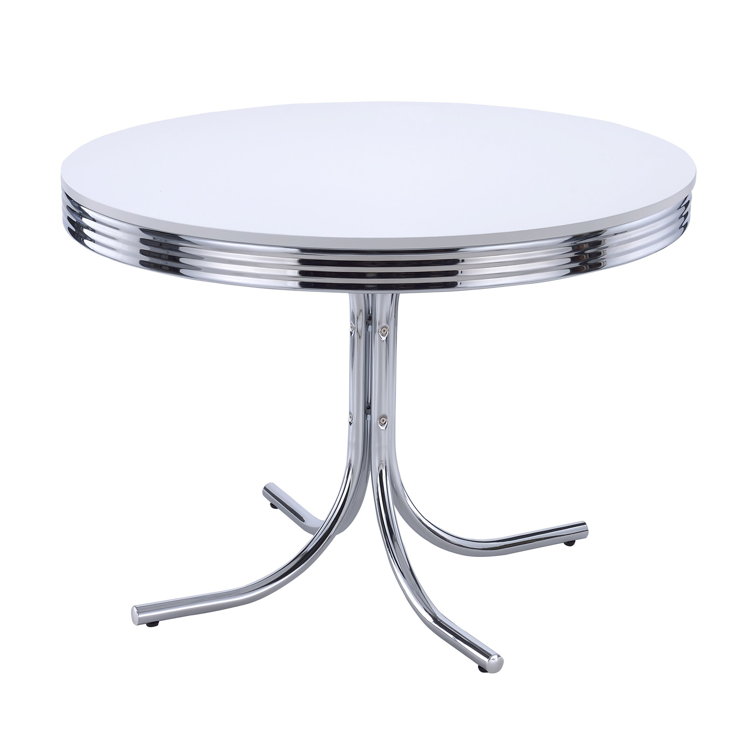 Retro Round Dining Set Glossy White and Black