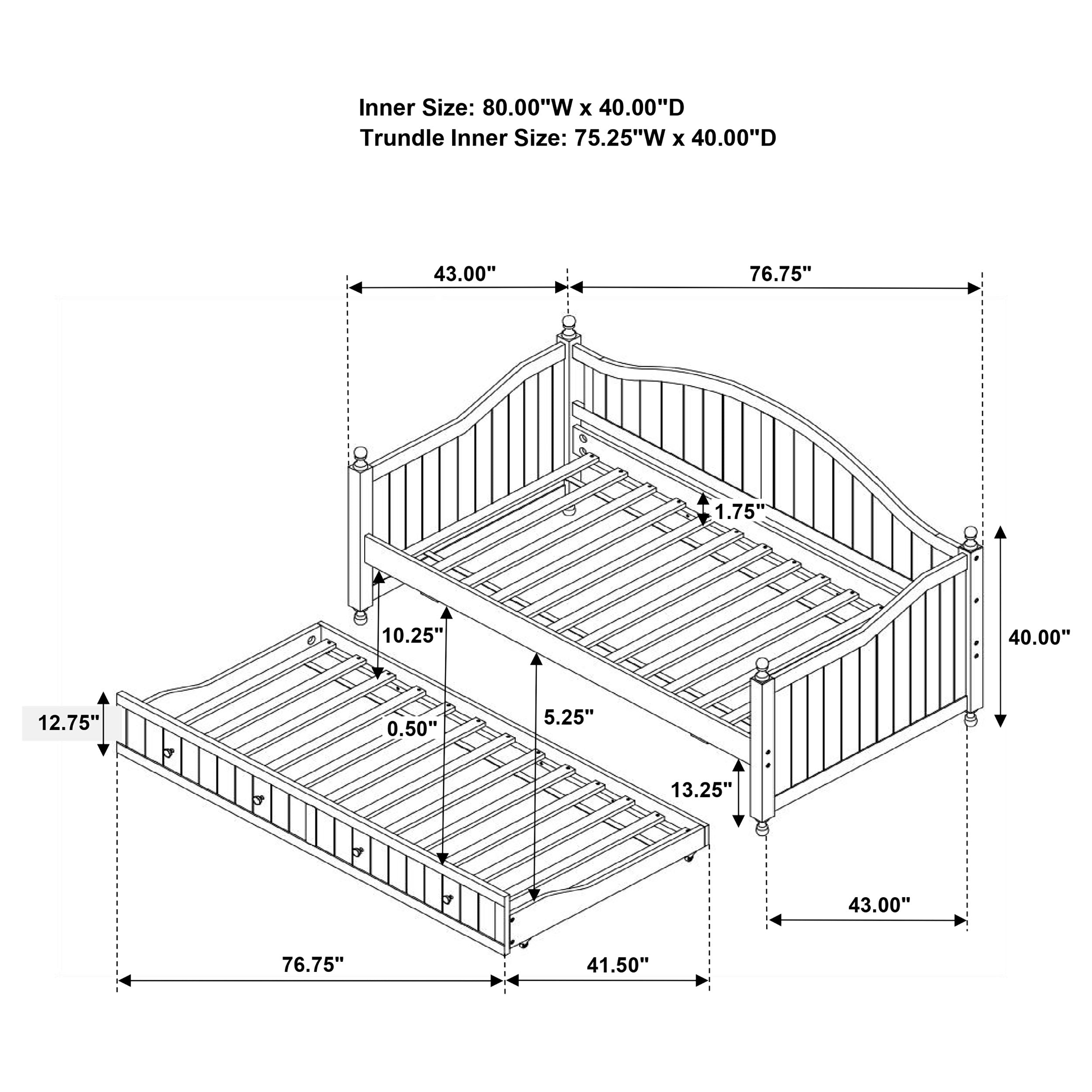 Julie Ann Wood Daybed with Trundle White