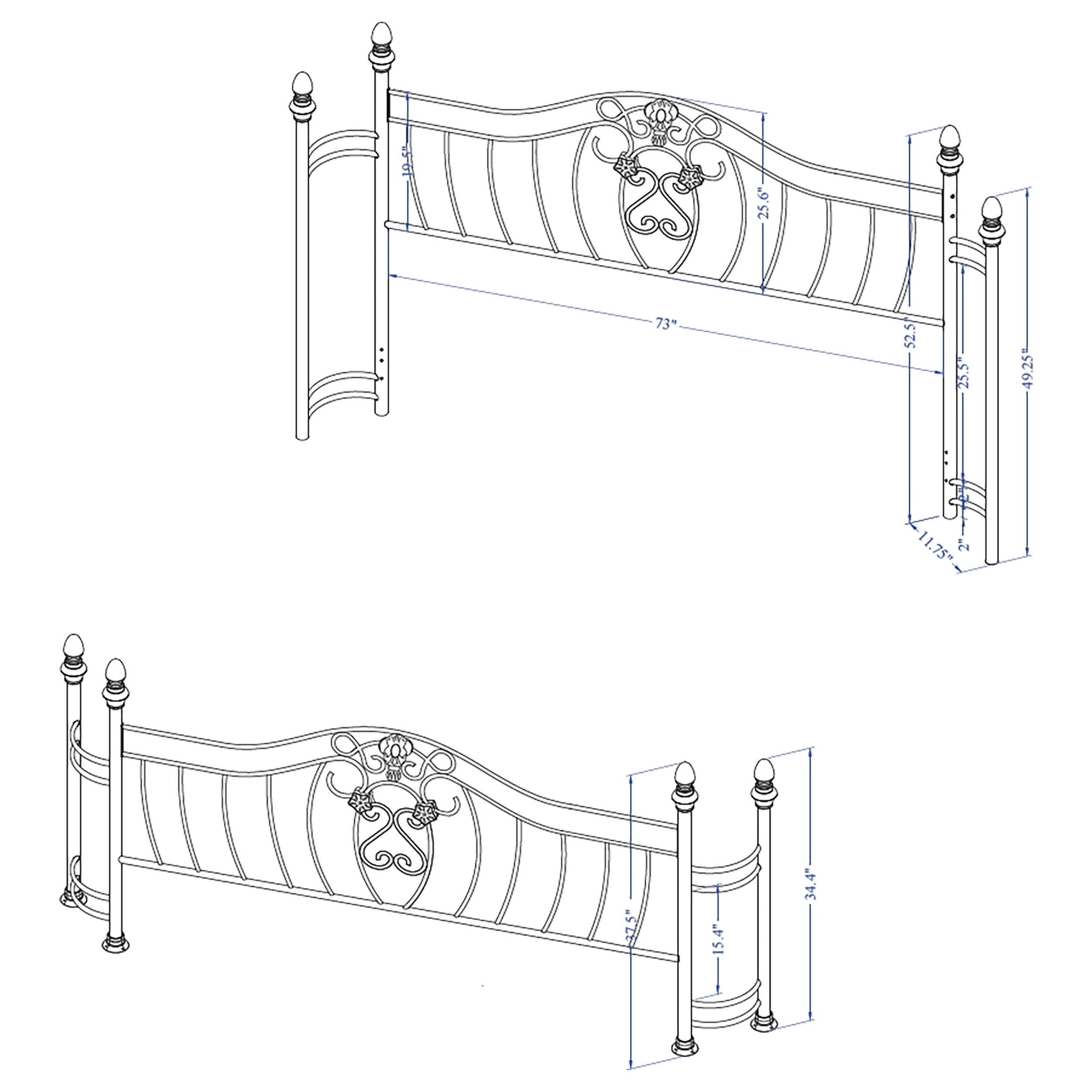 Sydney Headboard and Footboard Brushed Gold