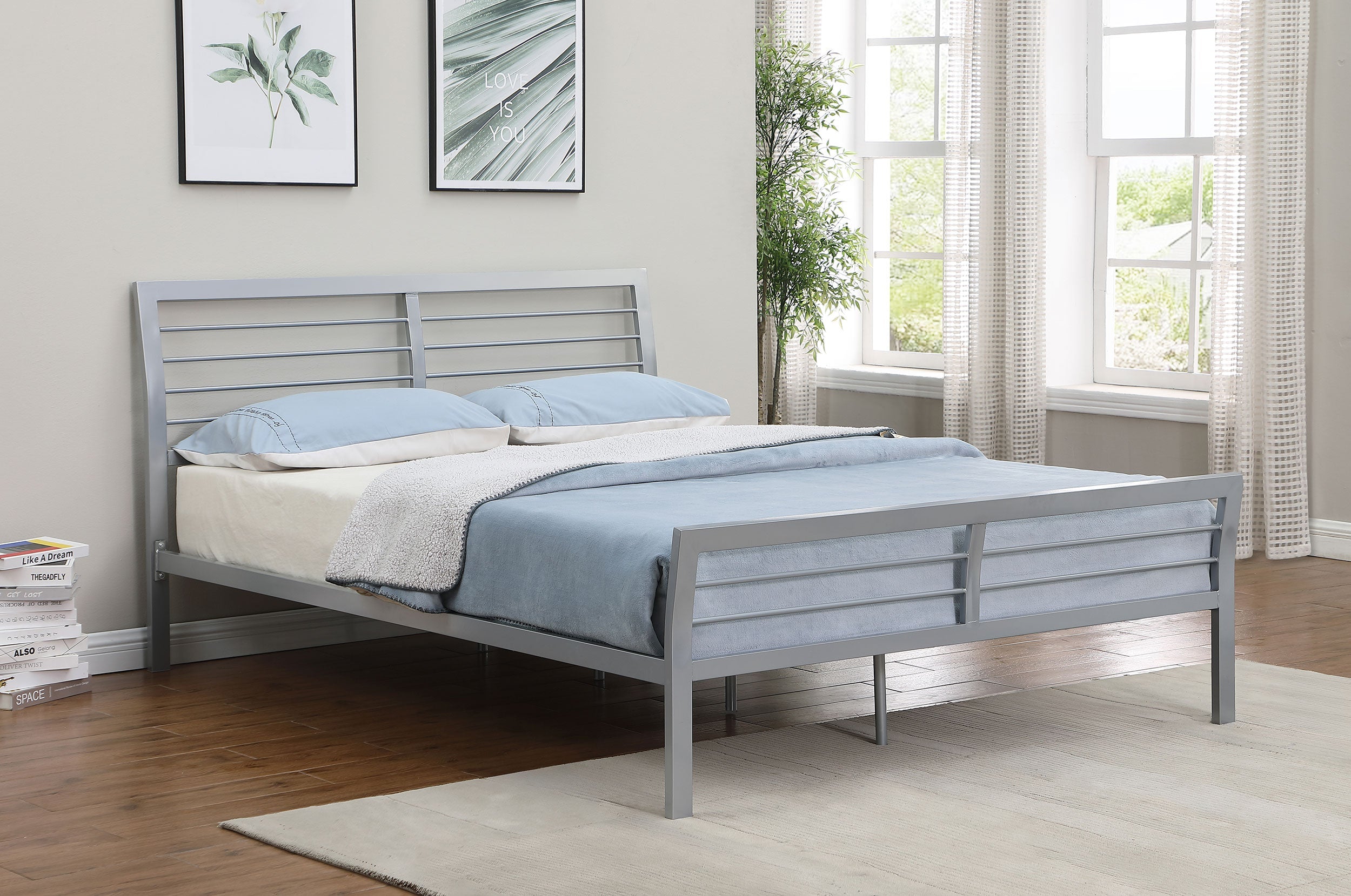 Cooper Metal Open Frame Bed Silver