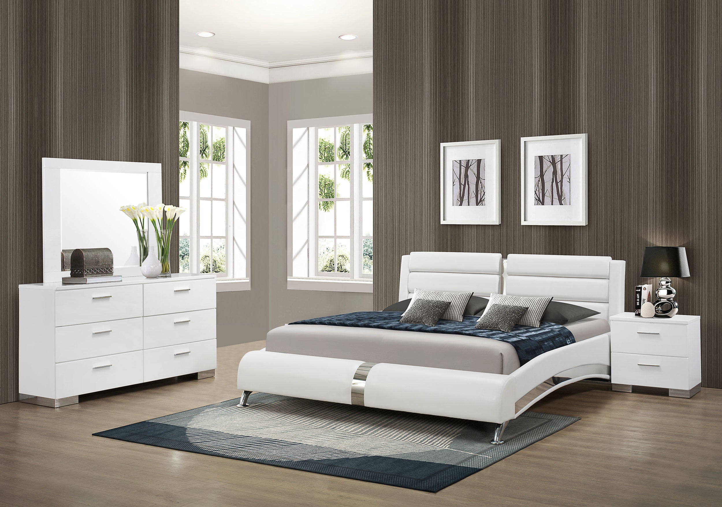 Jeremaine Bedroom Set Glossy White