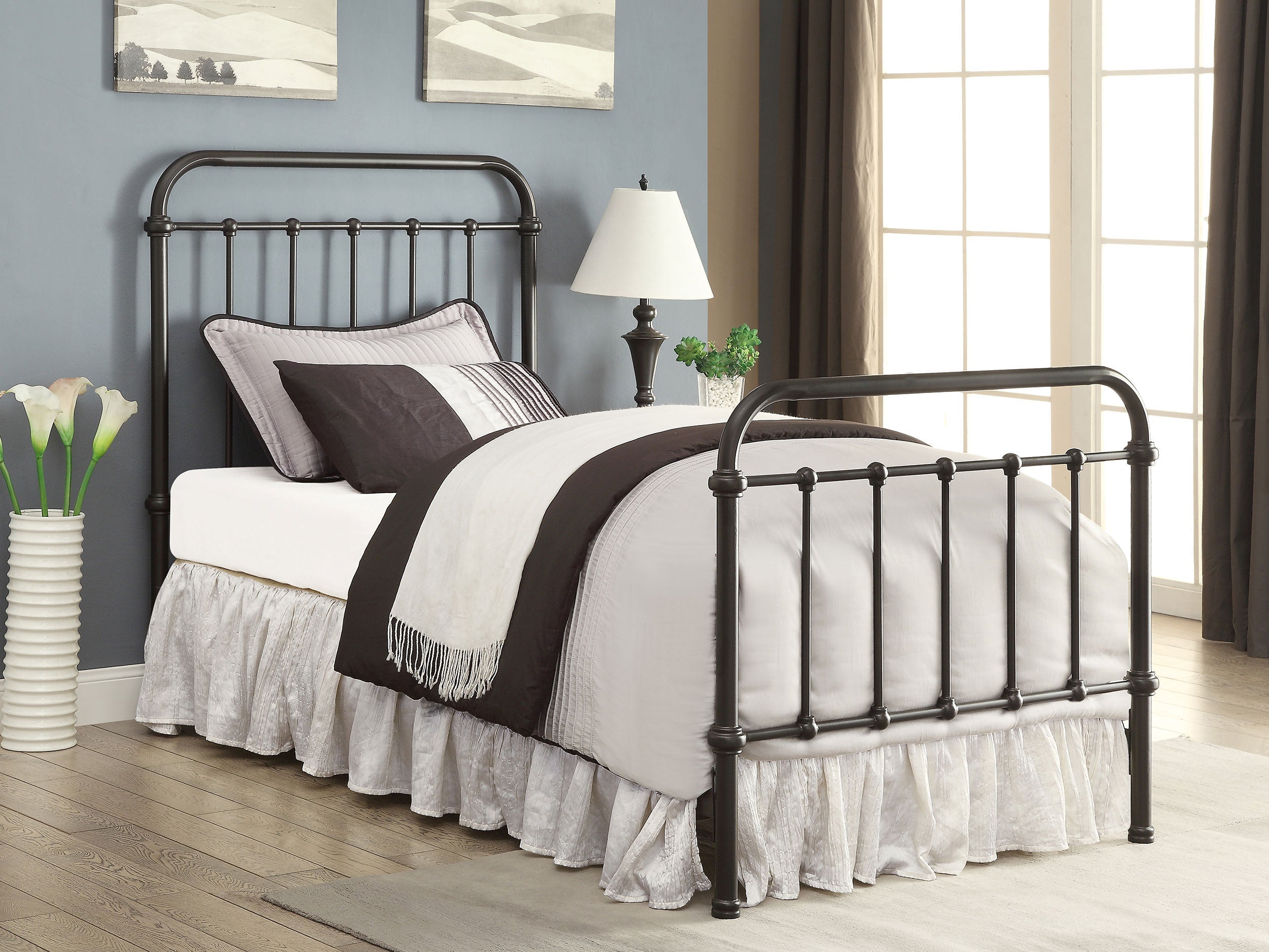 Livingston Metal California King Open Frame Bed Dark Bronze