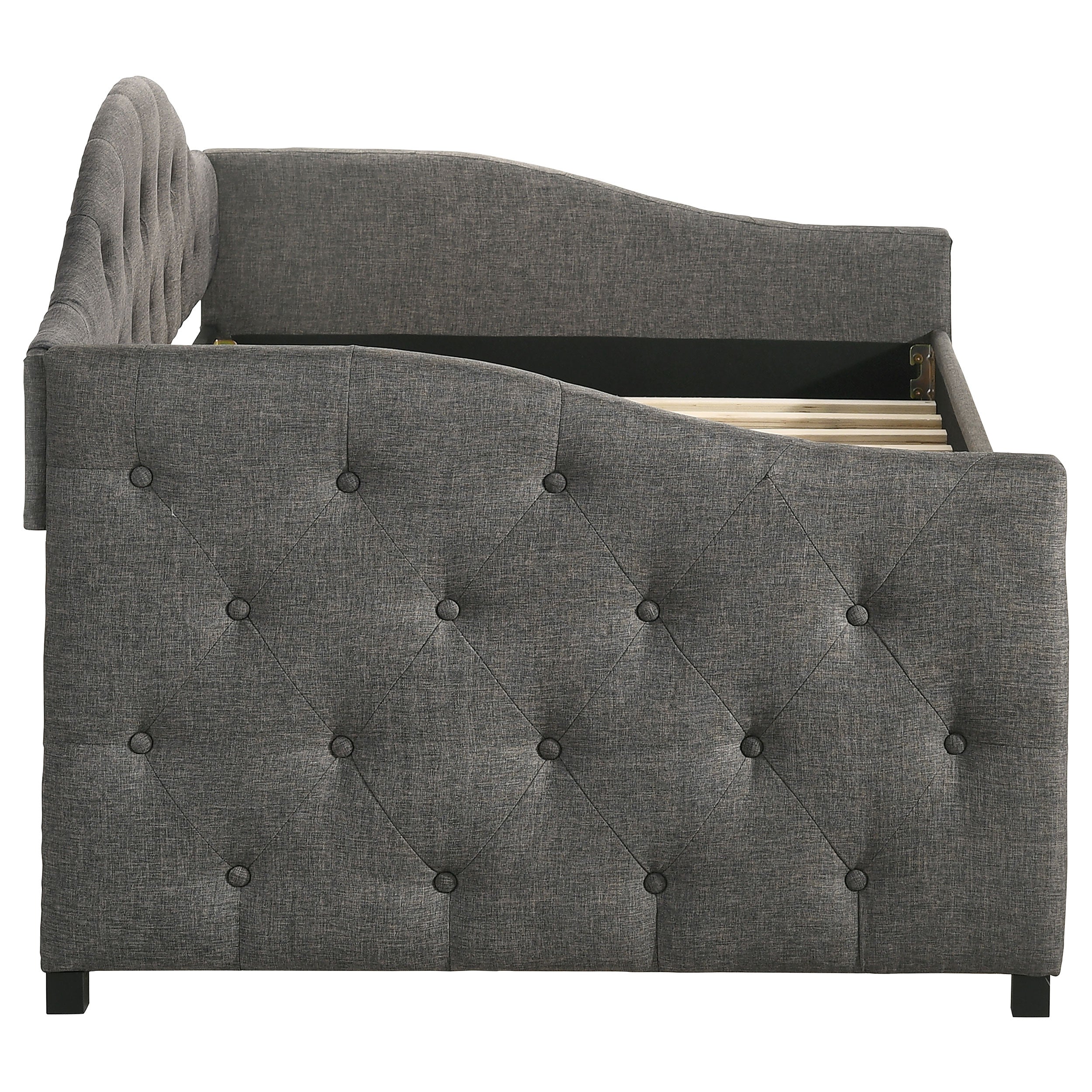 Sadie Upholstered Daybed with Trundle Grey
