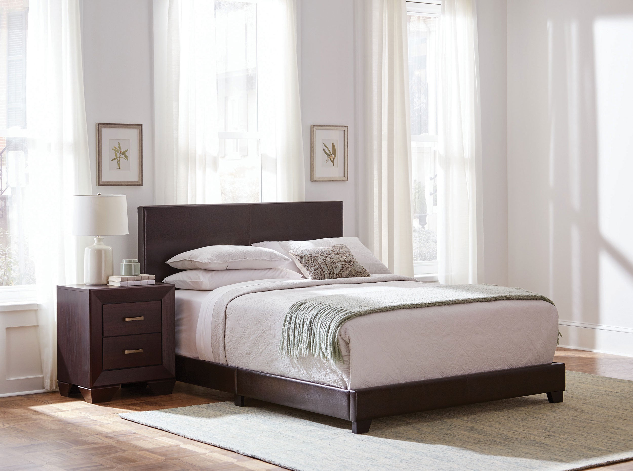 Dorian Fabric Upholstered Panel Bed Cream