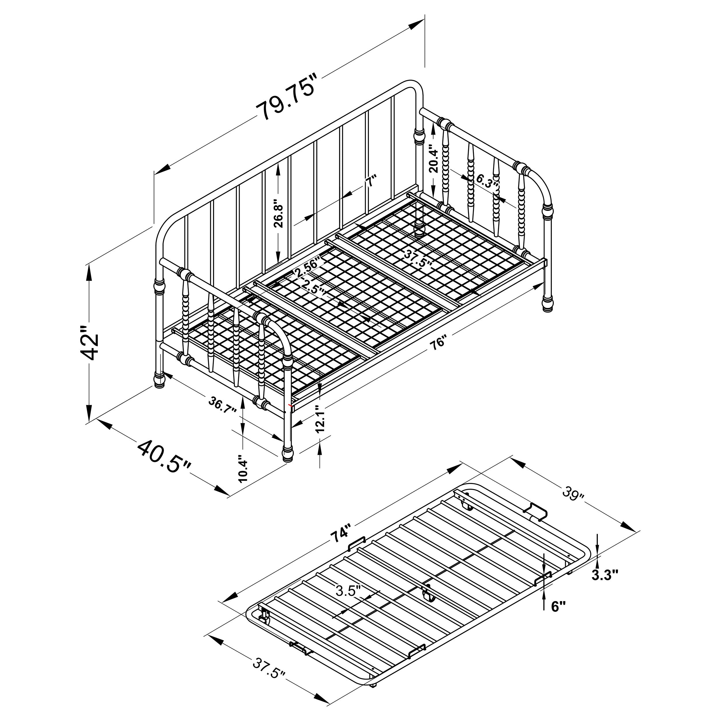 Marina Metal Daybed with Trundle Black