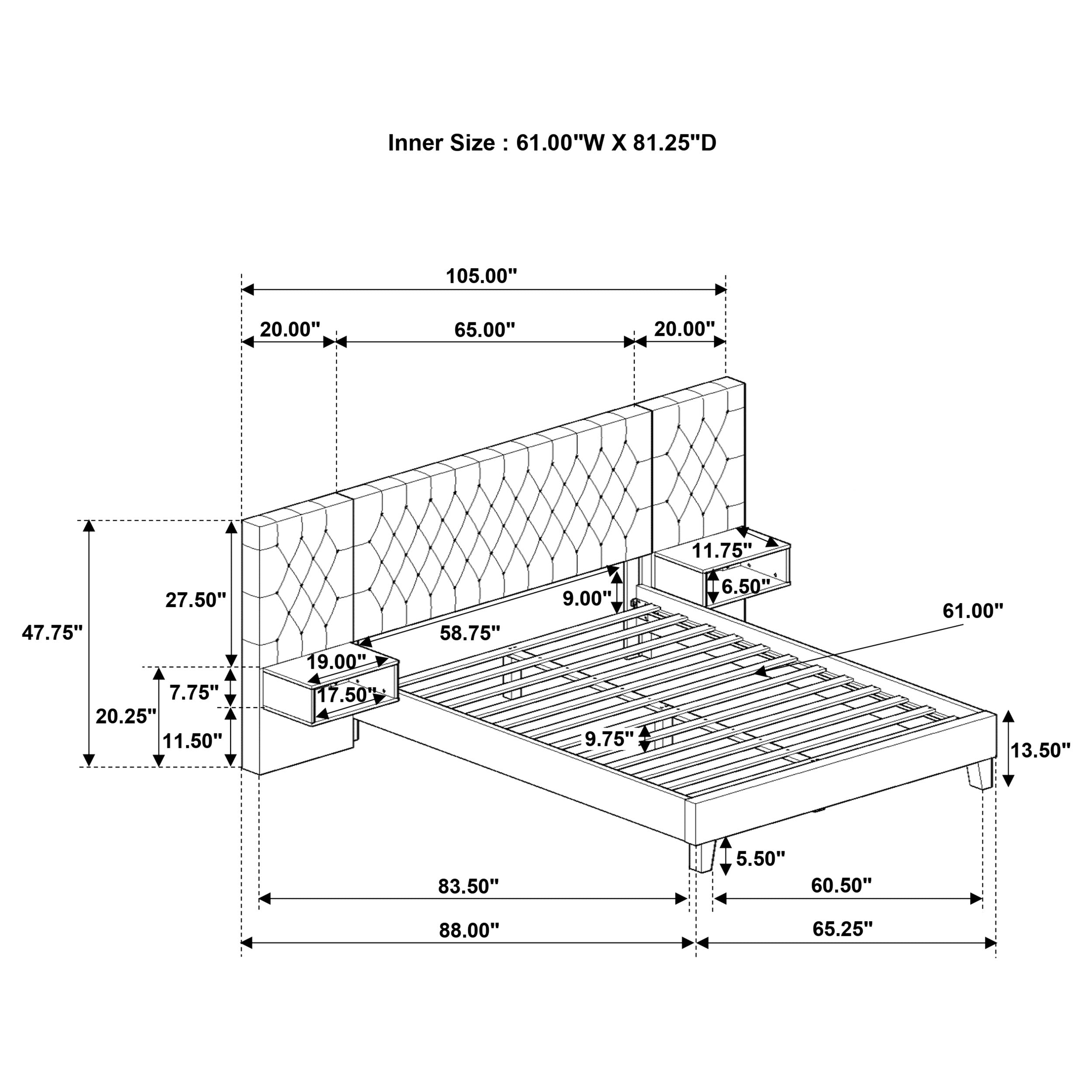 Marley Upholstered Wall Panel Bed Light Brown