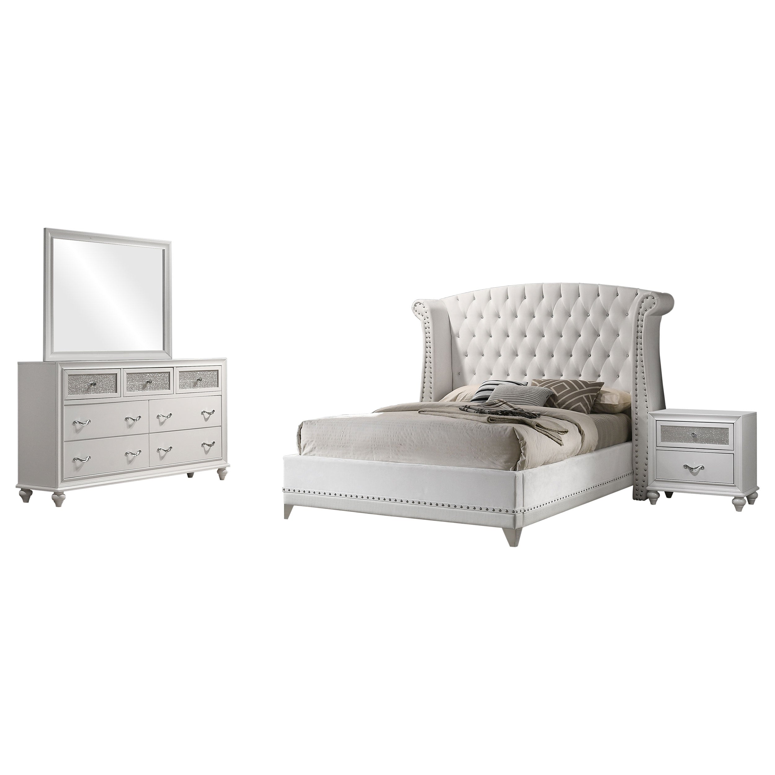 Barzini Upholstered Tufted Bedroom Set White