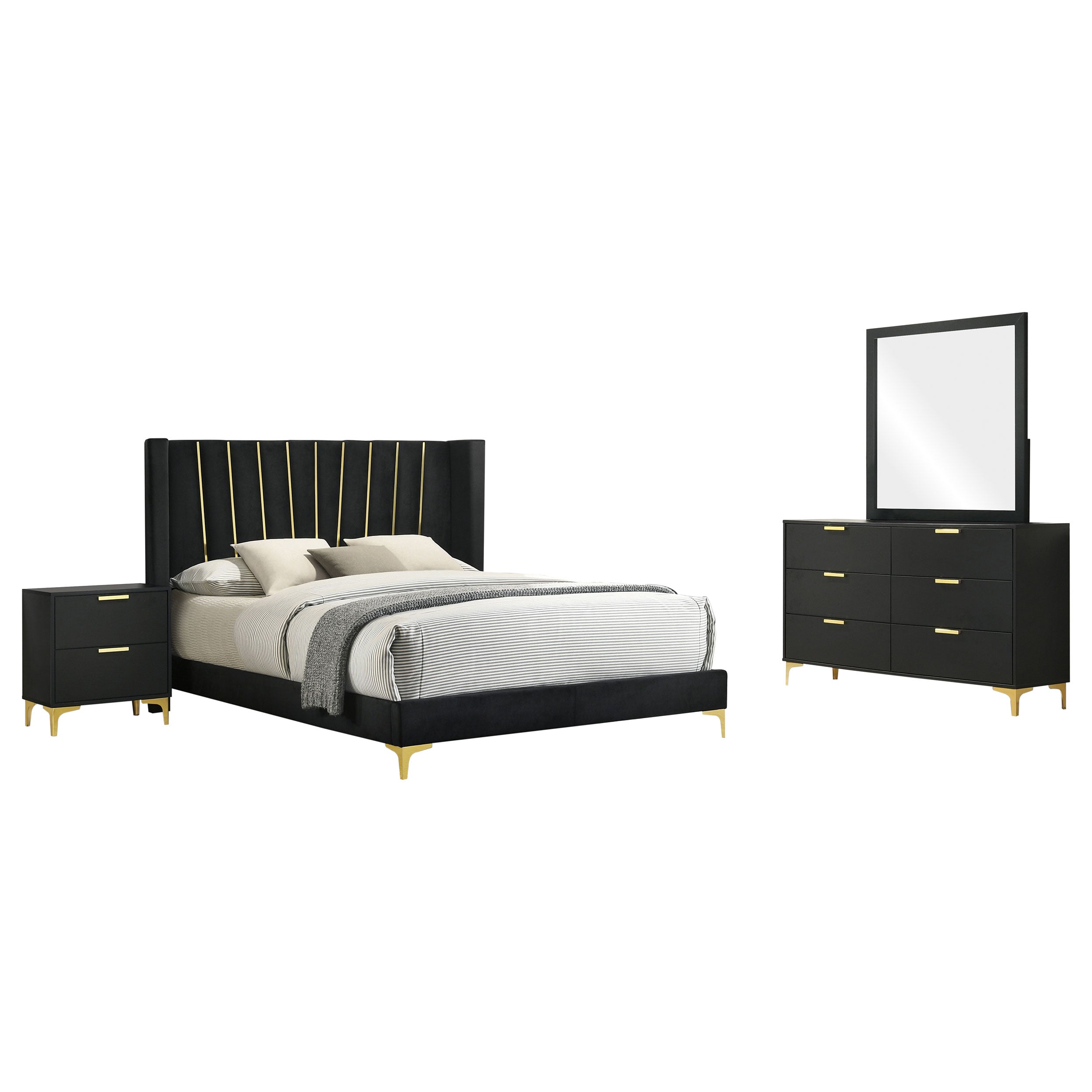Kendall Upholstered Tufted Bedroom Set Black
