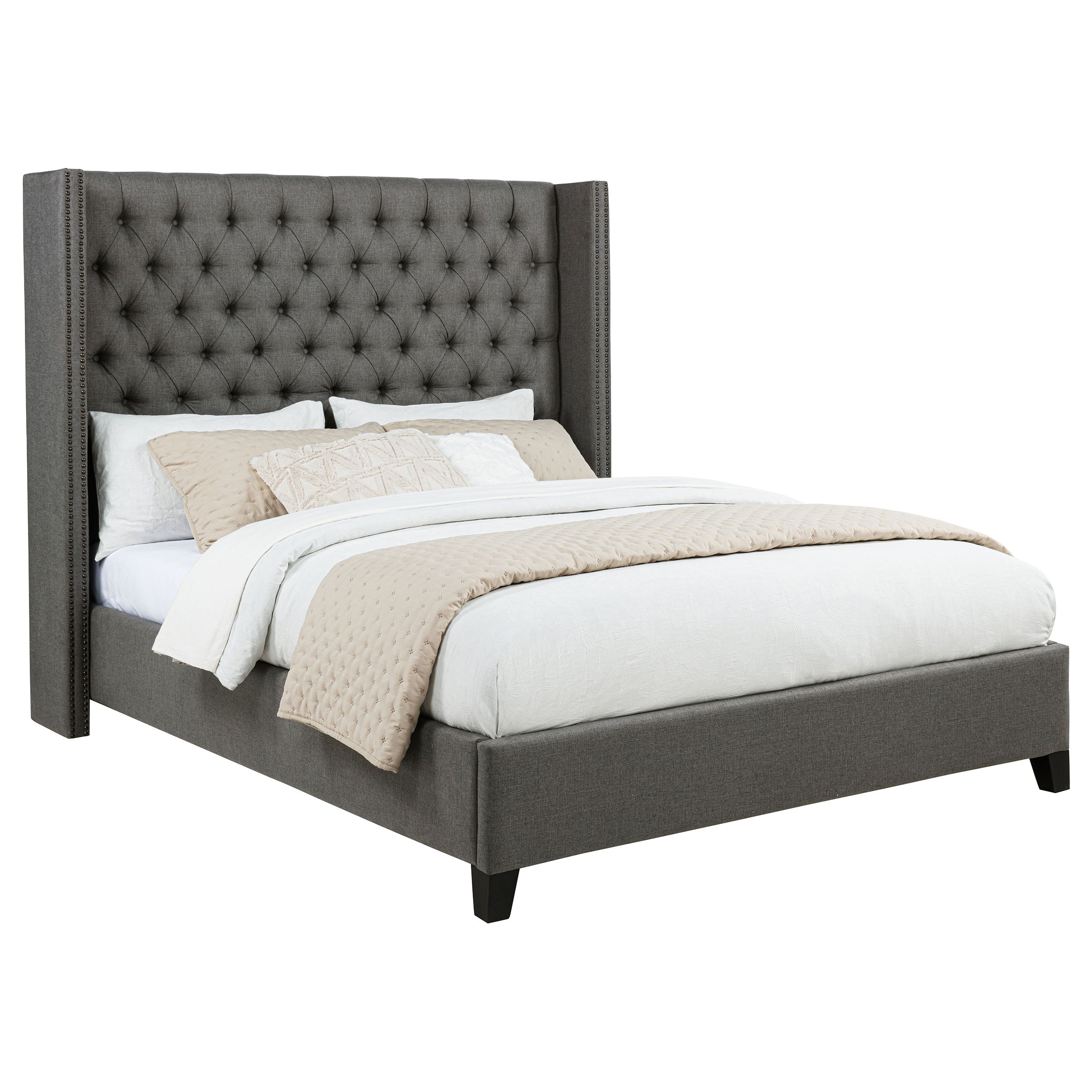 Bancroft Demi-wing Upholstered Bed Grey