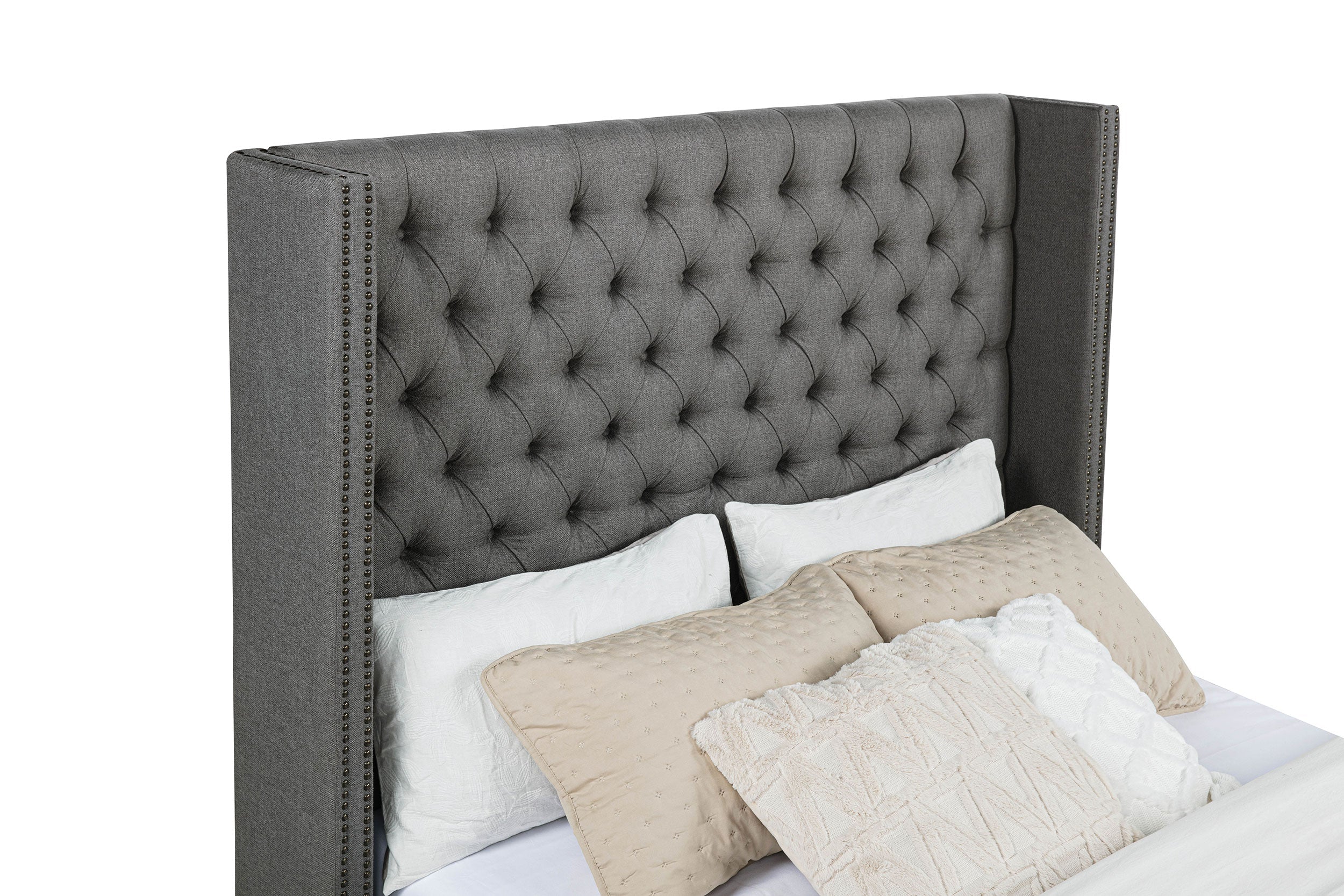 Bancroft Demi-wing Upholstered Bed Grey
