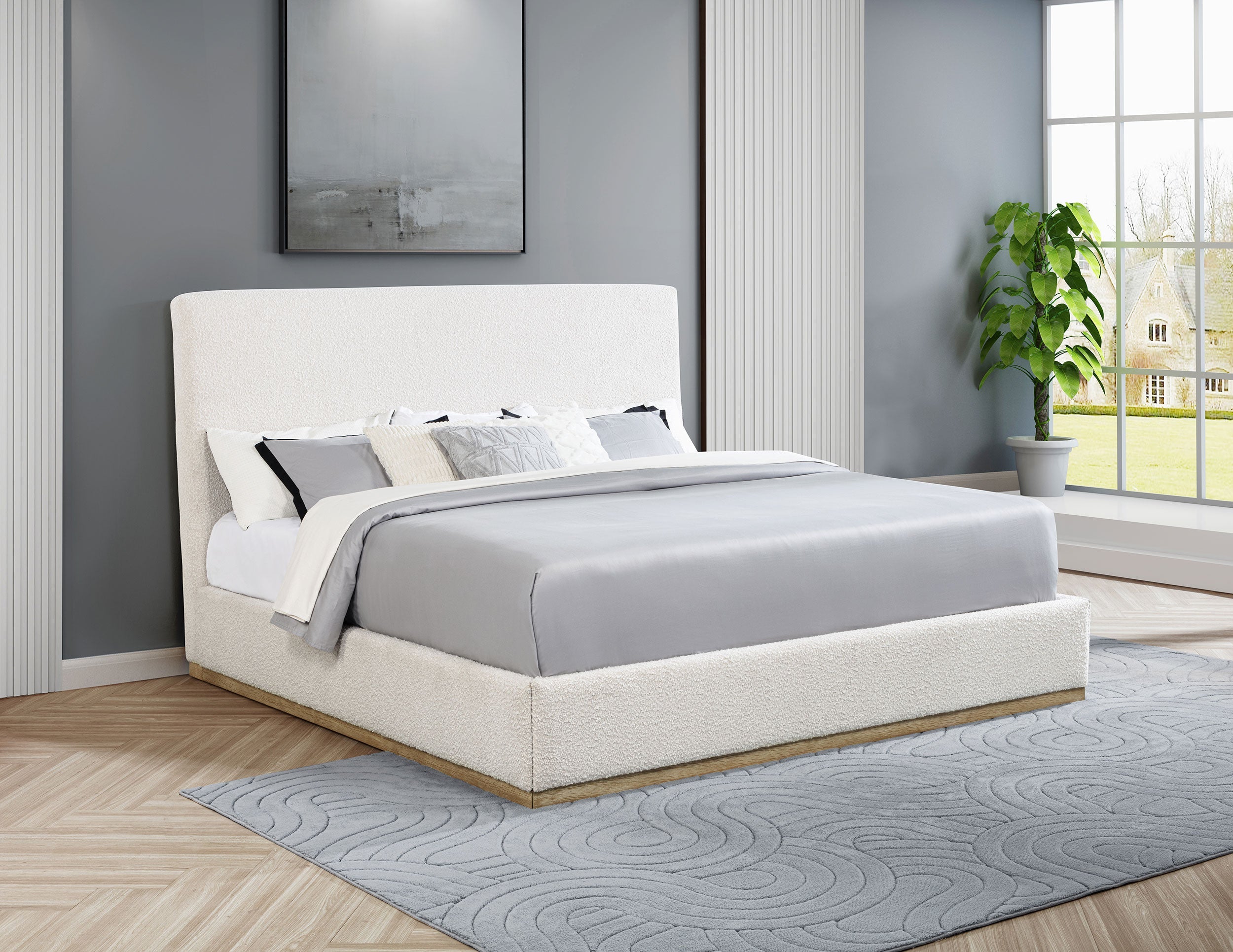Knox Upholstered Platform Bed Cream