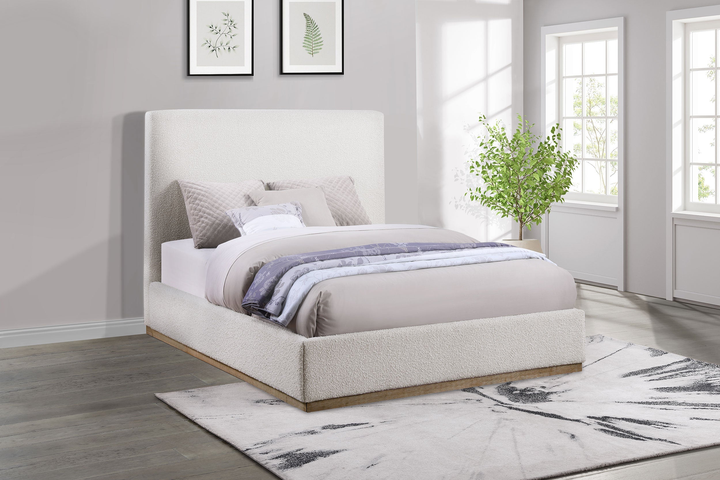 Knox Upholstered Panel Bed Cream