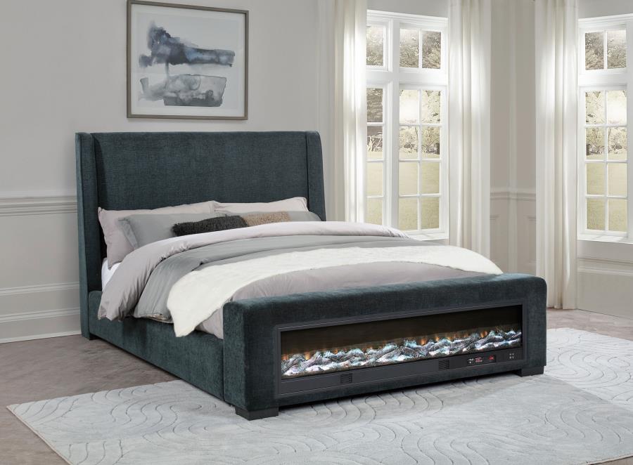 Preston Upholstered Audio Flame Visualizer Bed Dark