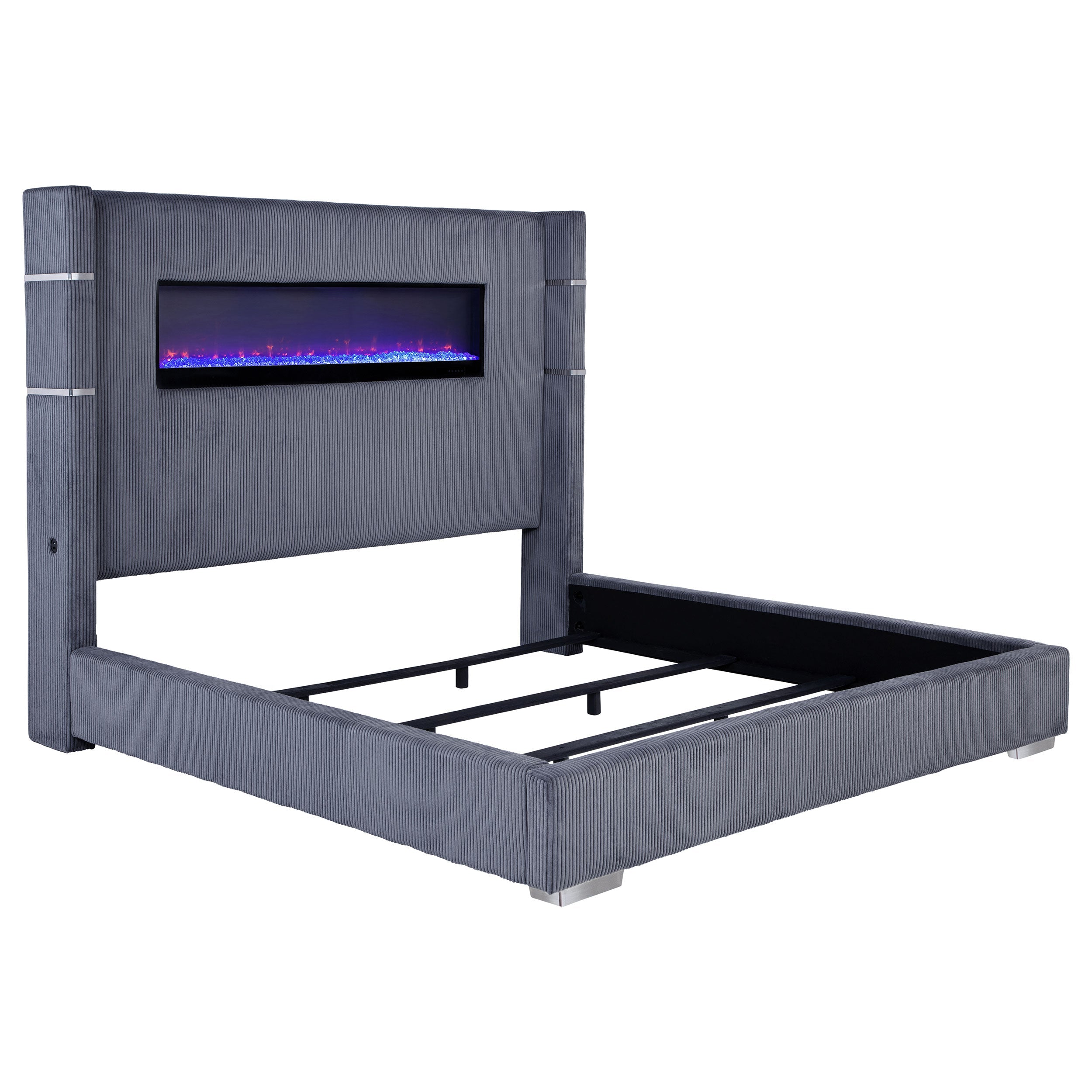 Tisdall Upholstered Cal King Flame Visualizer Bed Black