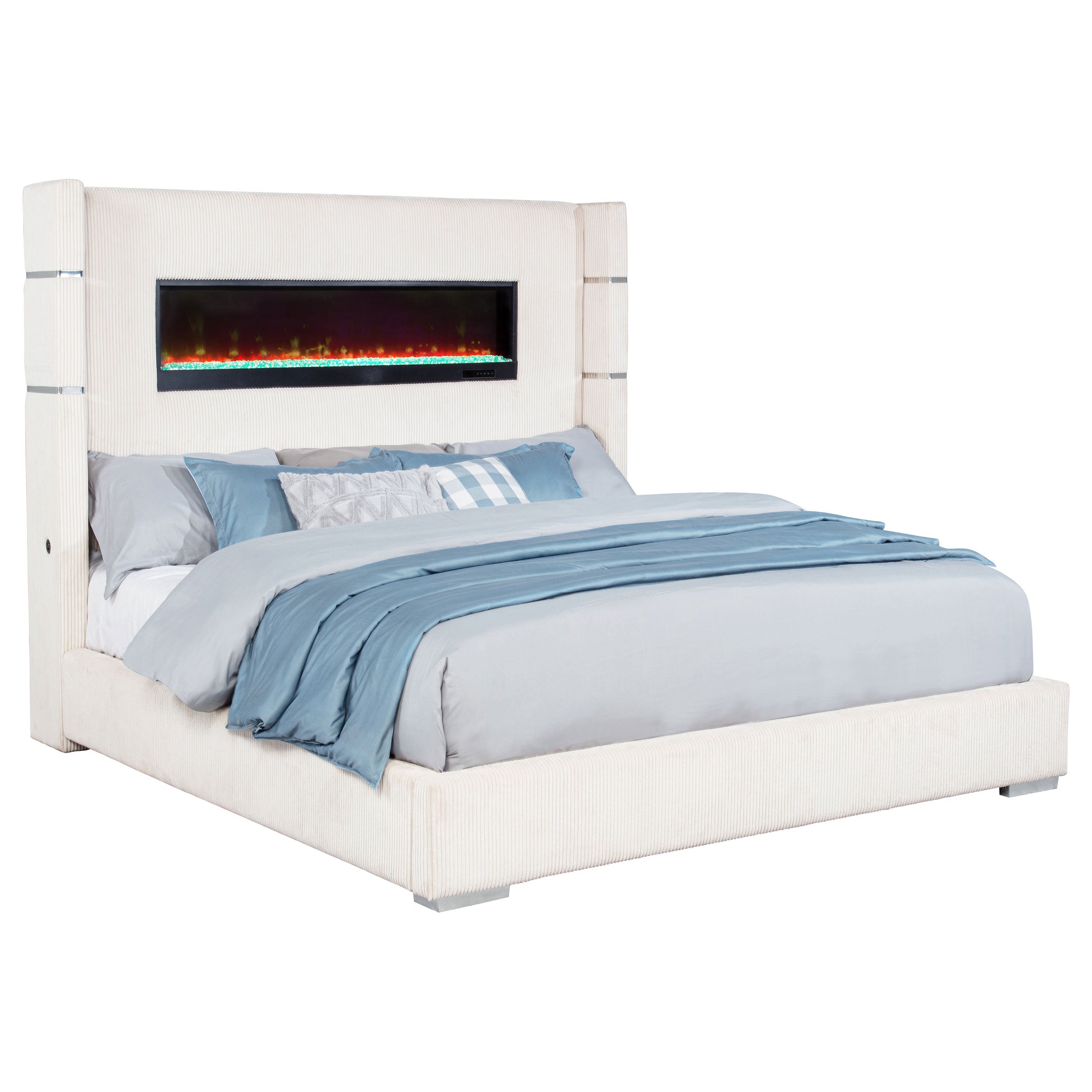 Tisdall Upholstered Cal King Flame Visualizer Bed Black