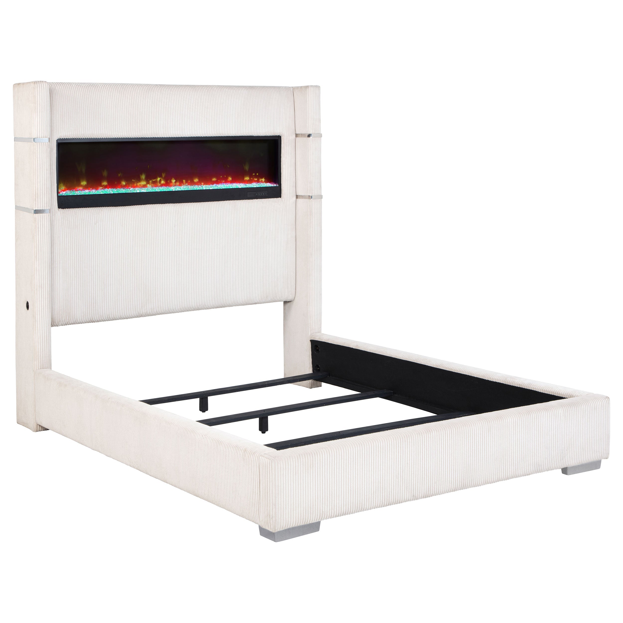 Tisdall Upholstered Cal King Flame Visualizer Bed Black