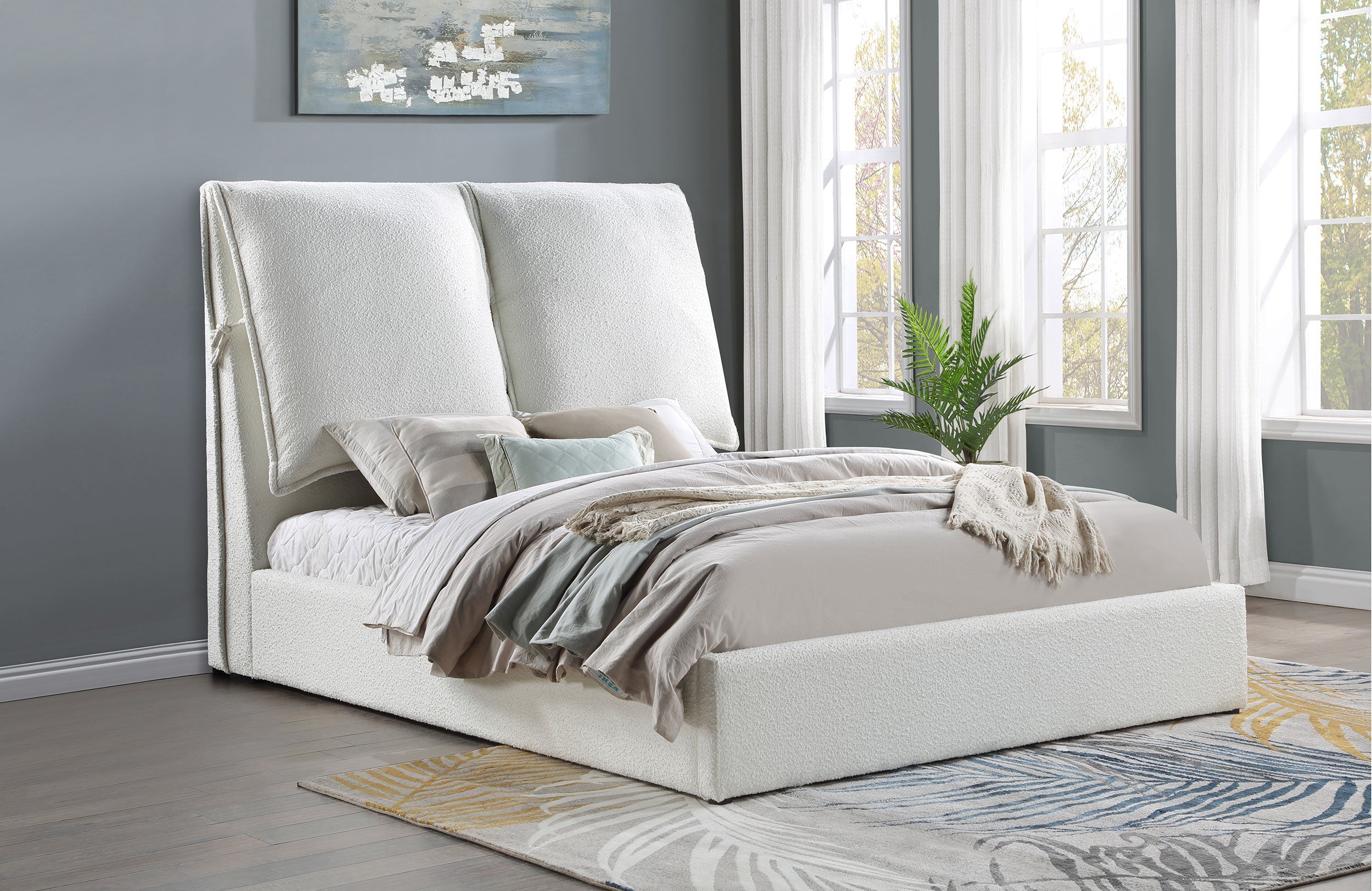 Gwendoline Upholstered Panel Bed White