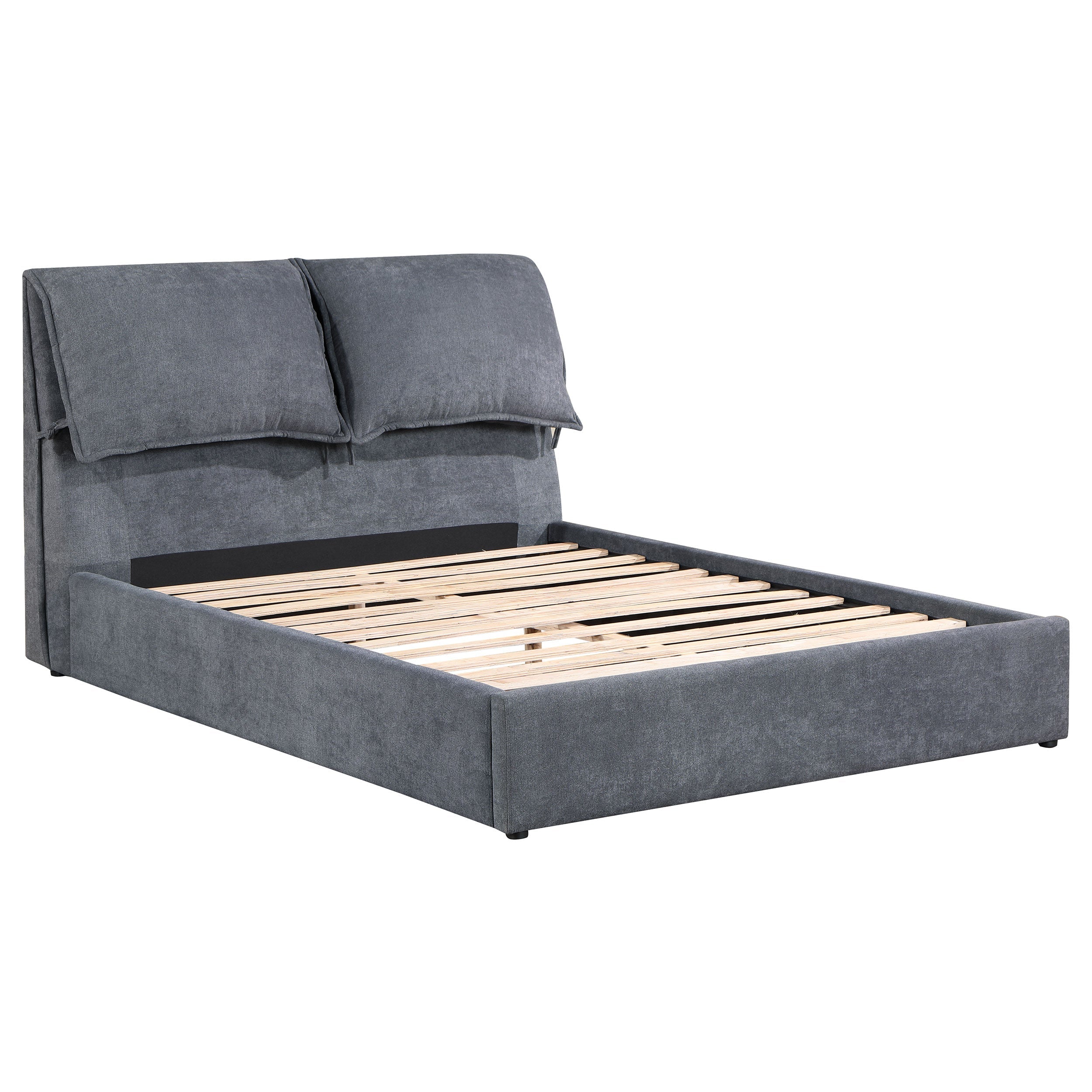 Laurel Upholstered Panel Bed Dark Grey