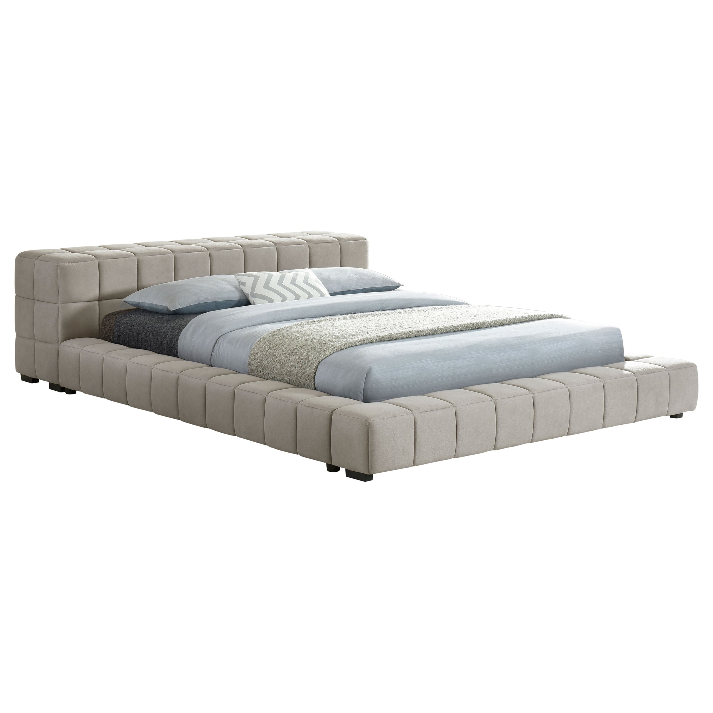 Trinity Upholstered Platform Bed Light Taupe