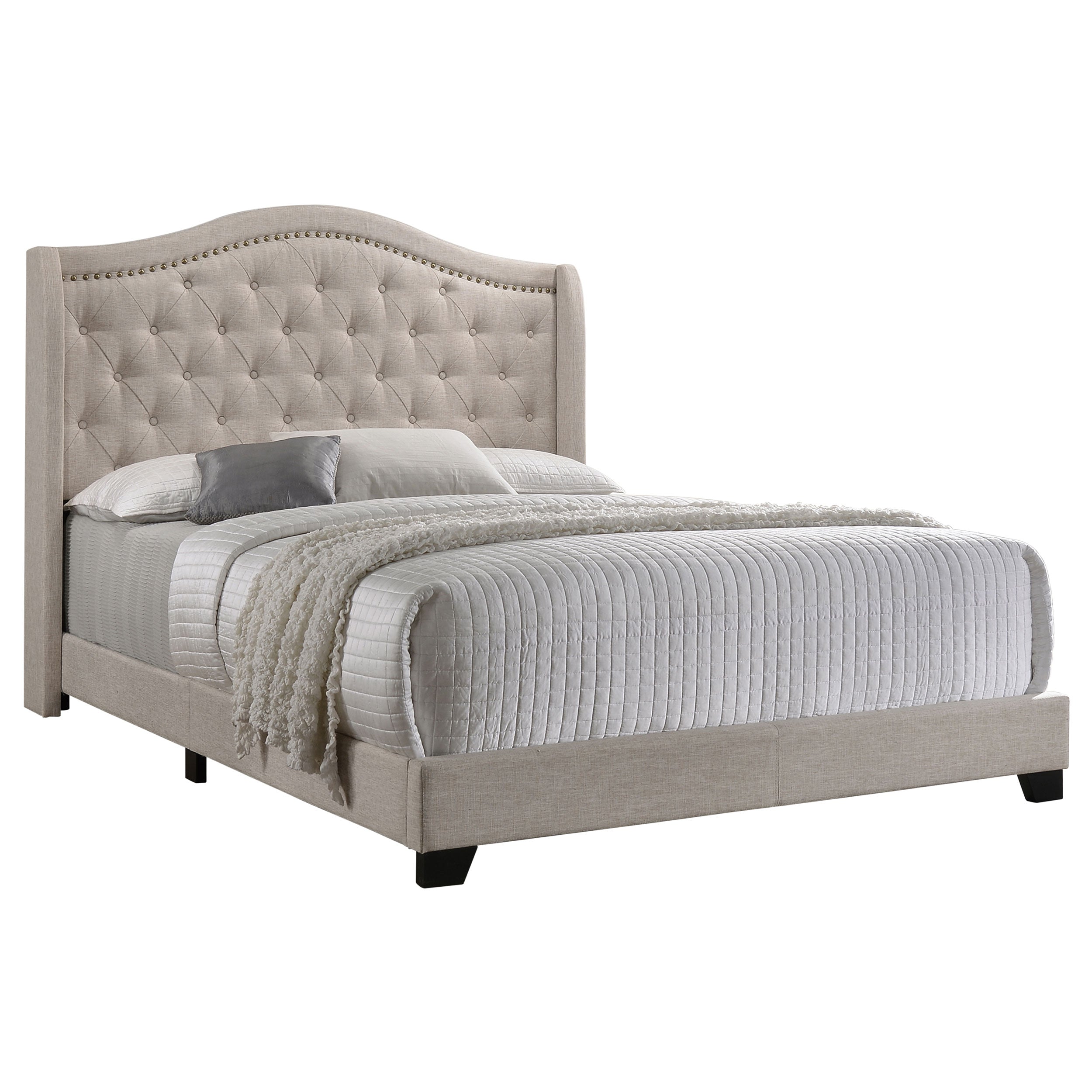 Sonoma Upholstered Wingback Bed Beige