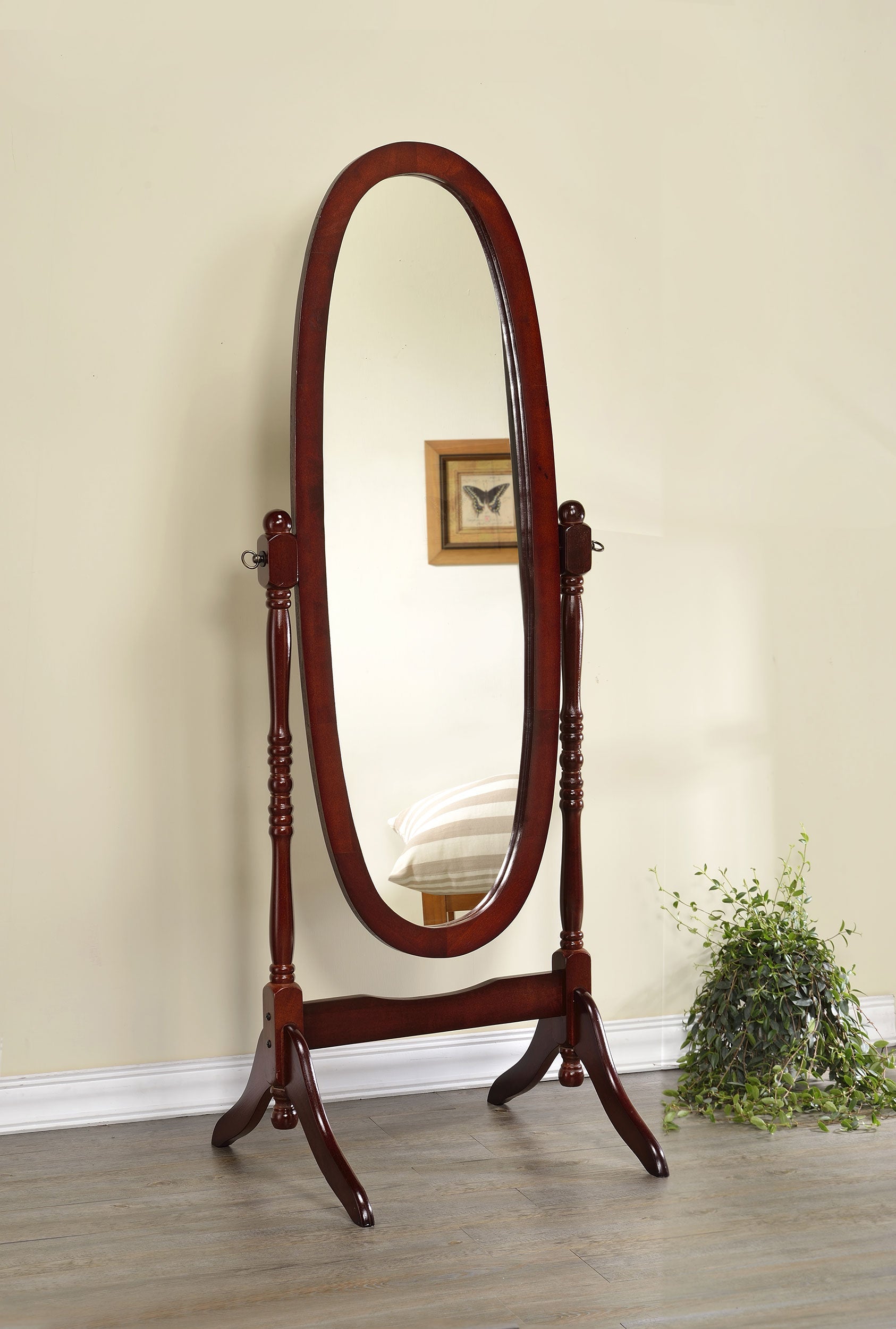 Foyet Wood Adjustable Length Cheval Mirror Black