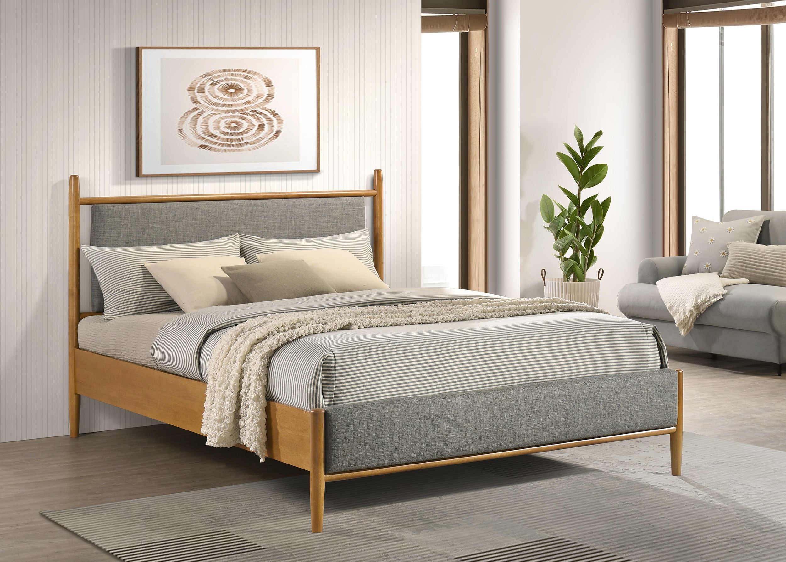Mason 46-inch Panel Platform Bed Grey and Light Brown