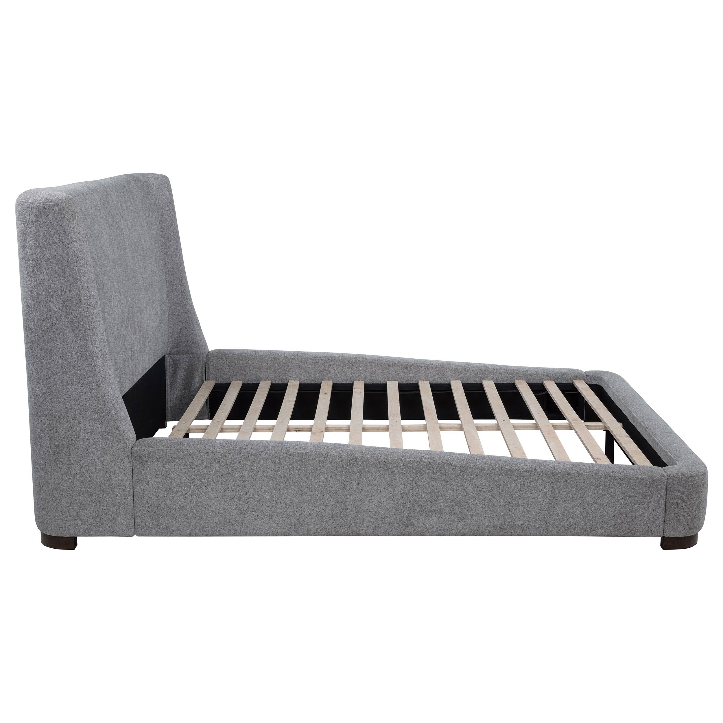 Rennes Upholstered Wingback Platform Bed Grey