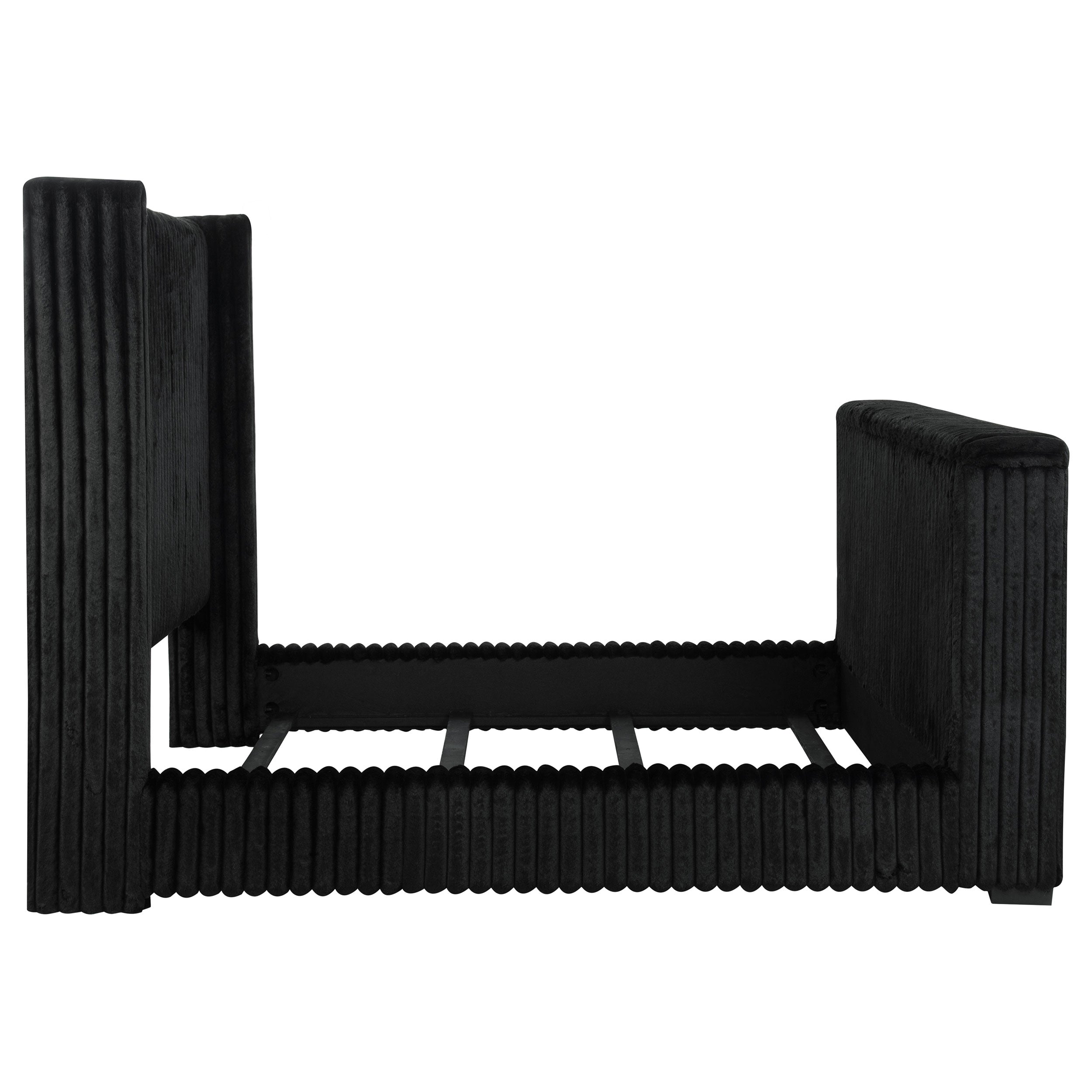 Centergrove Upholstered Queen Wingback TV Bed Black