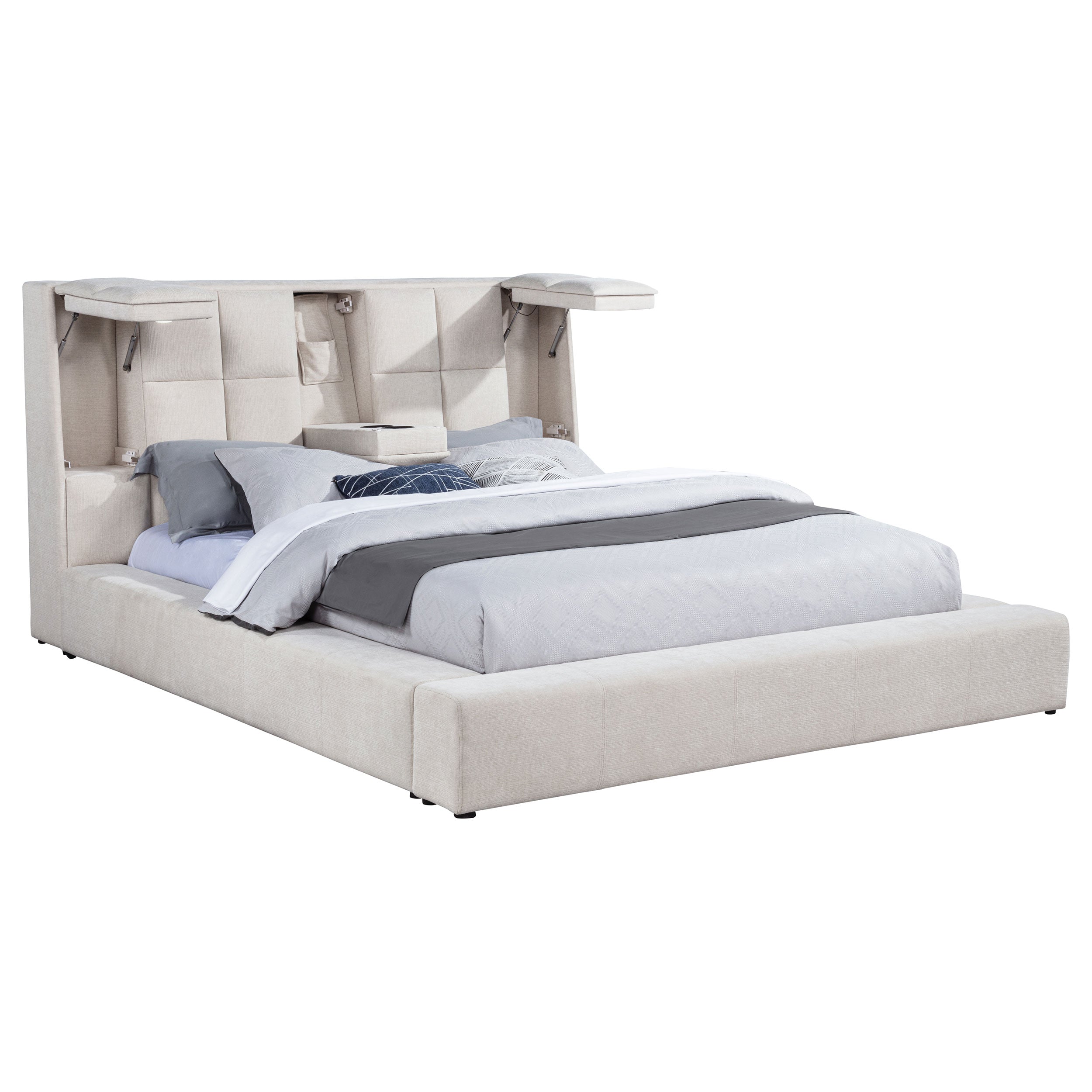 Dreux Upholstered Panel Platform Bed Cream