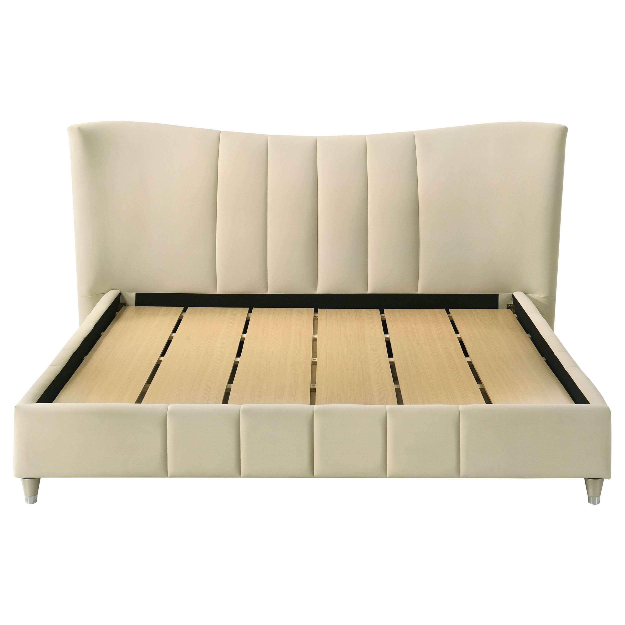 Evelyn Upholstered Panel Platform Bed Ivory