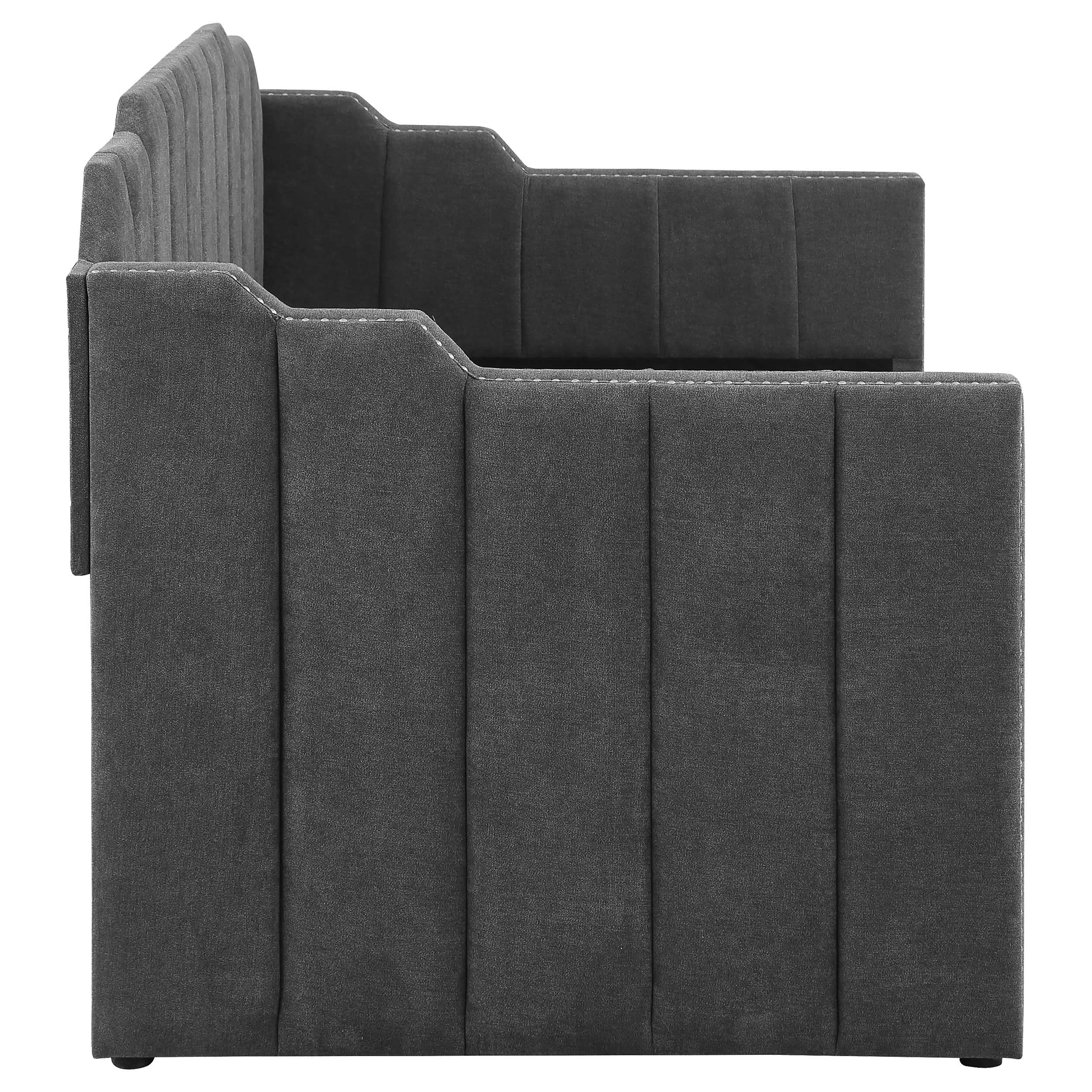 Kingston Upholstered Daybed with Trundle Charcoal