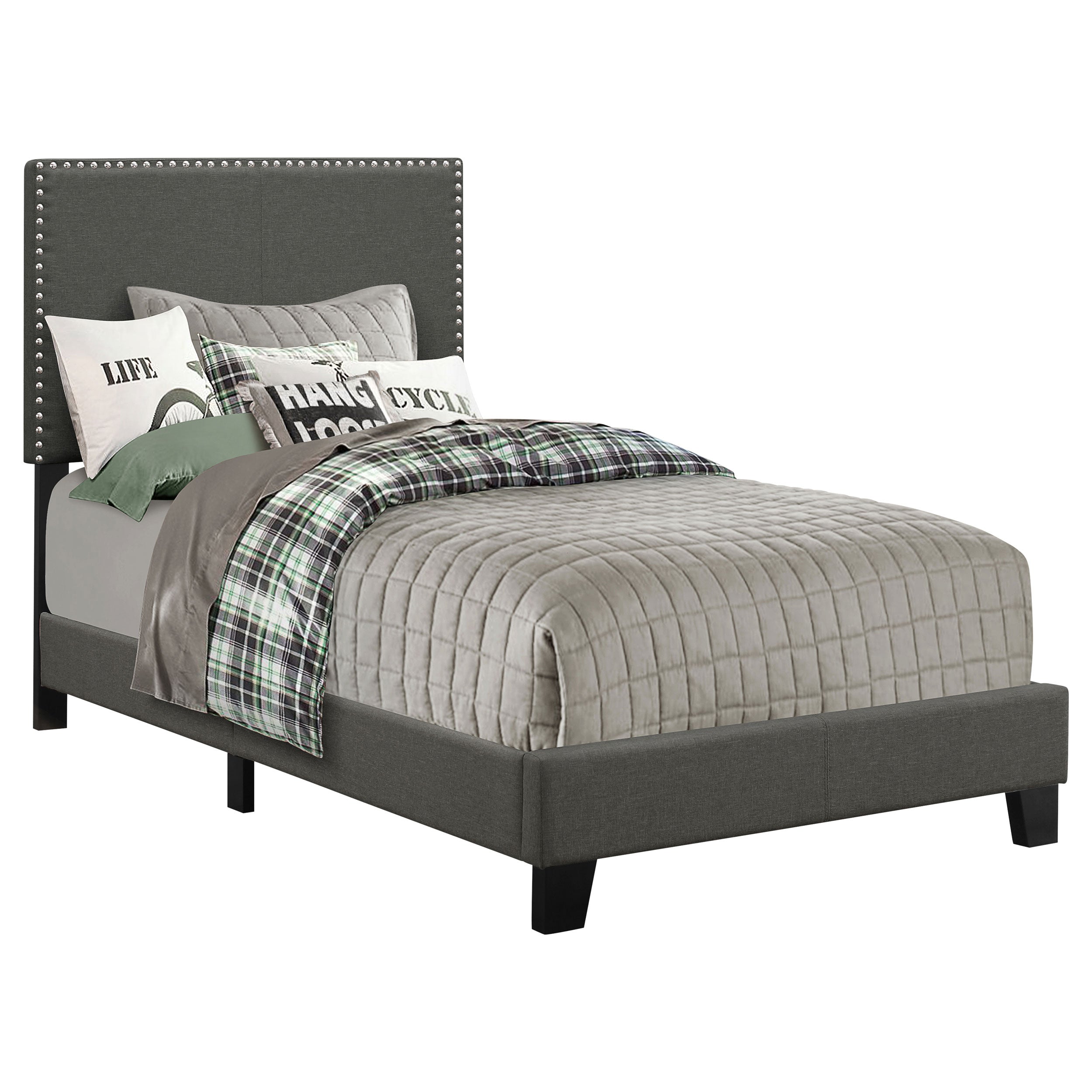 Boyd Upholstered California King Panel Bed Charcoal