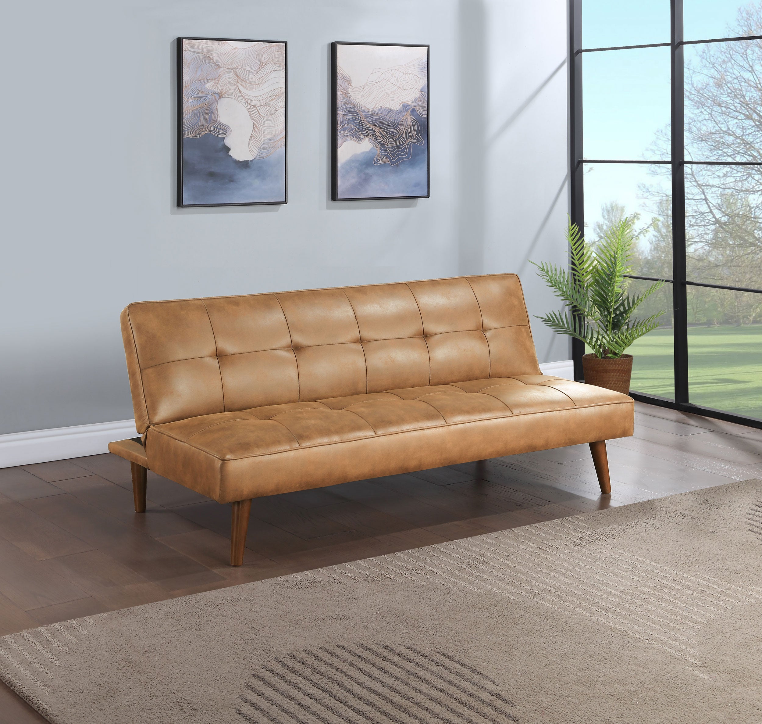 Jenson Upholstered Tufted Convertible Sofa Bed Dark Coffee