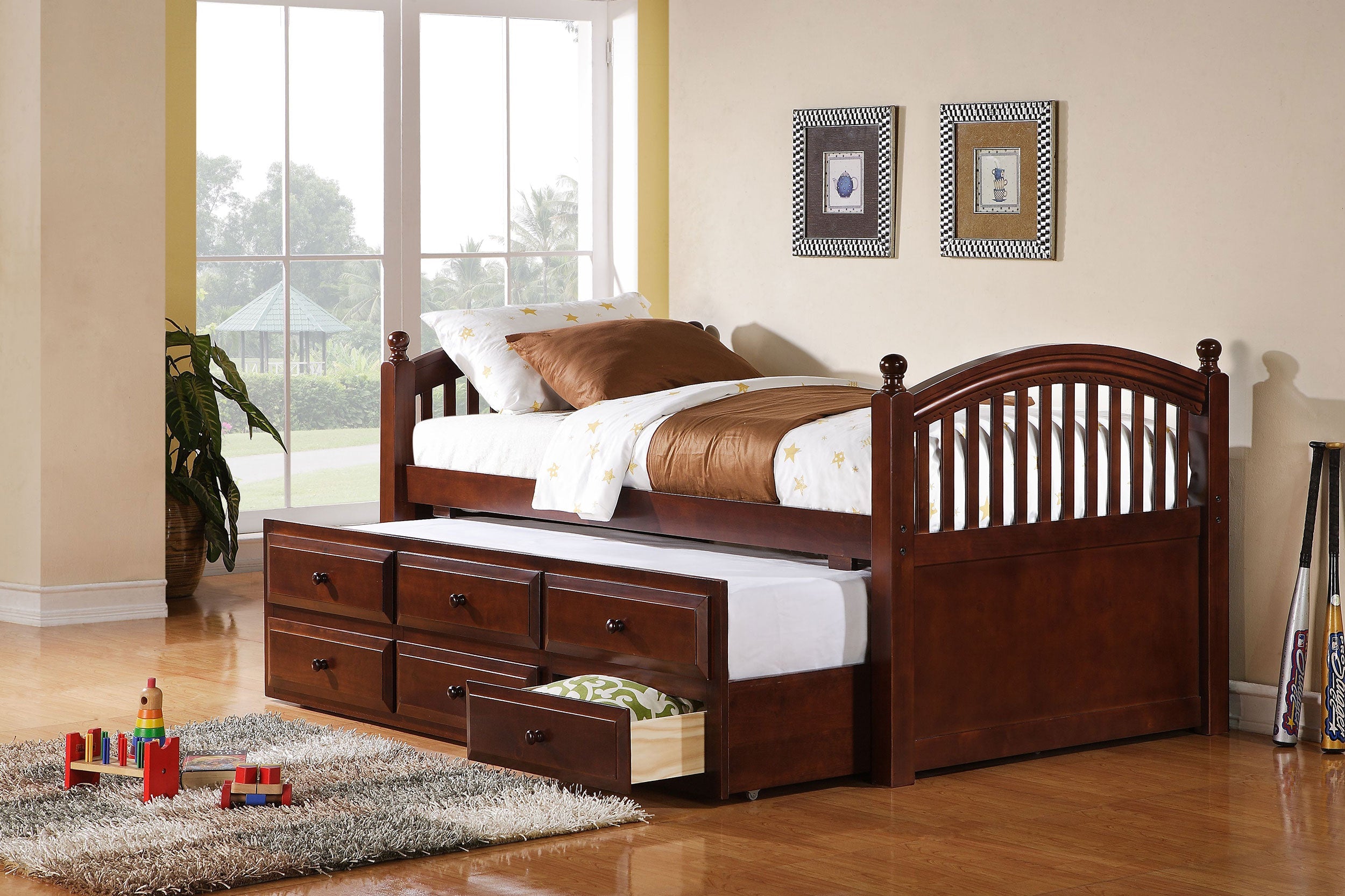 Norwood 3-drawer Bed with Captains Trundle Chestnut