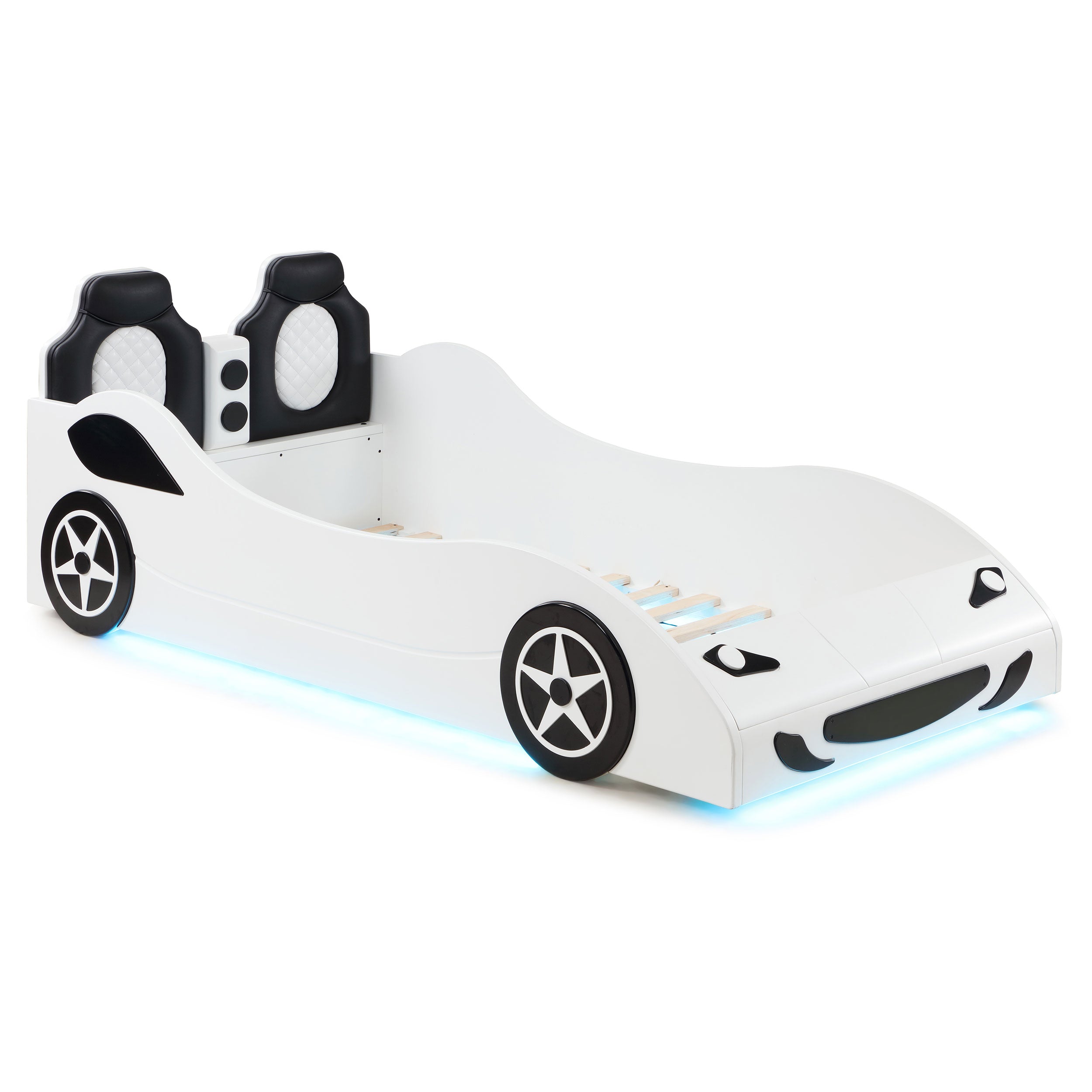 Cruiser Wood LED Race Car Bed Blue