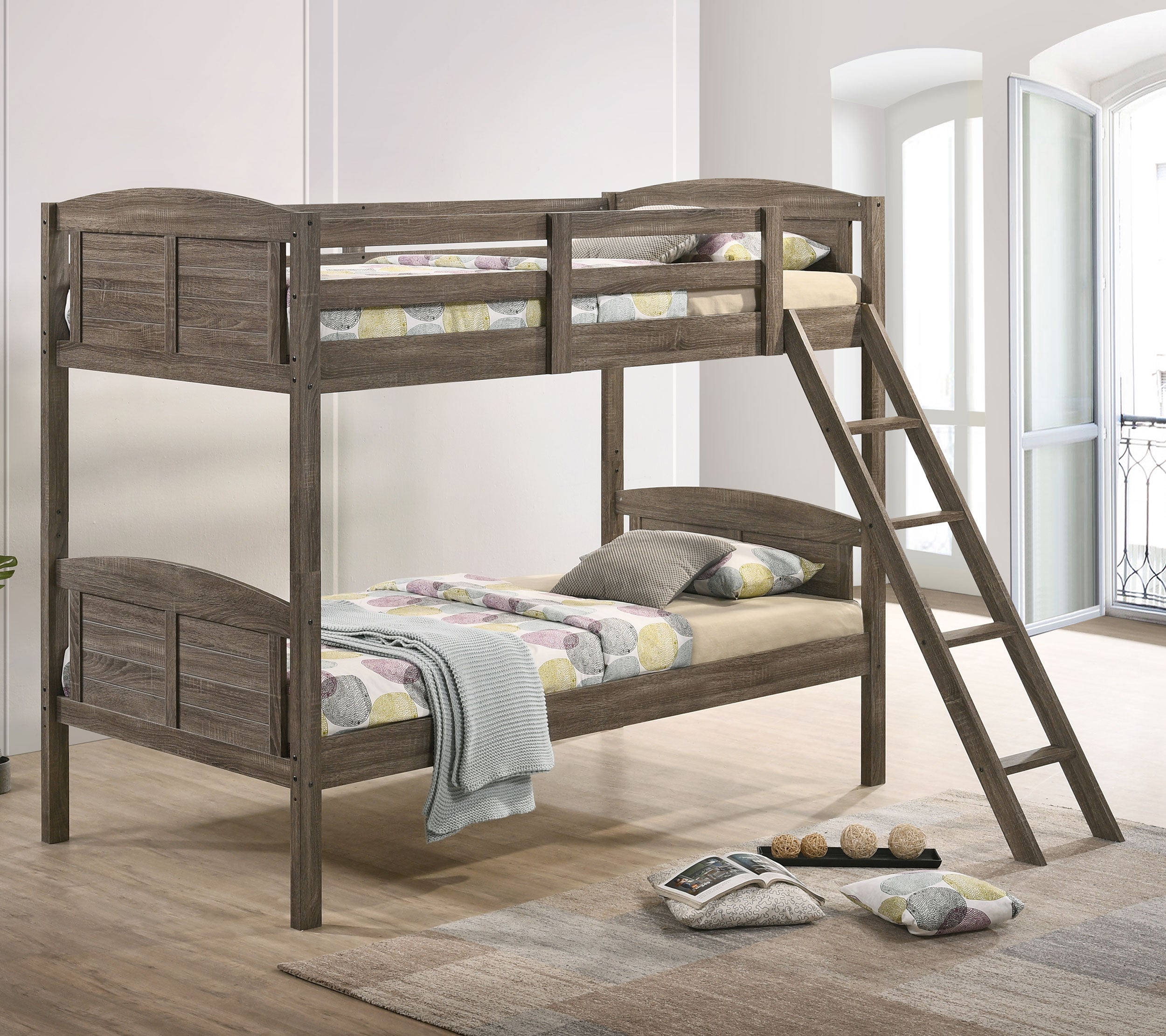 Flynn Wood Over Bunk Bed Weathered Brown