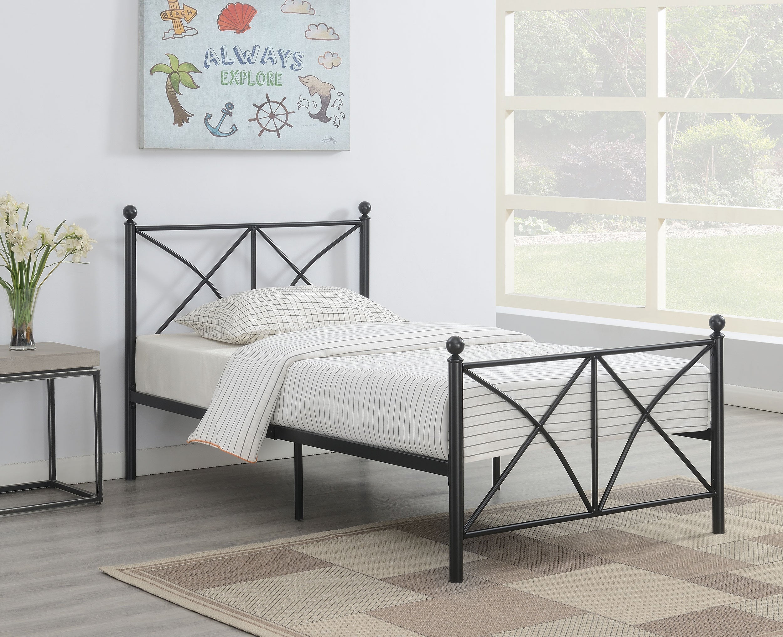 Hart Metal Open Frame Bed Matte Black