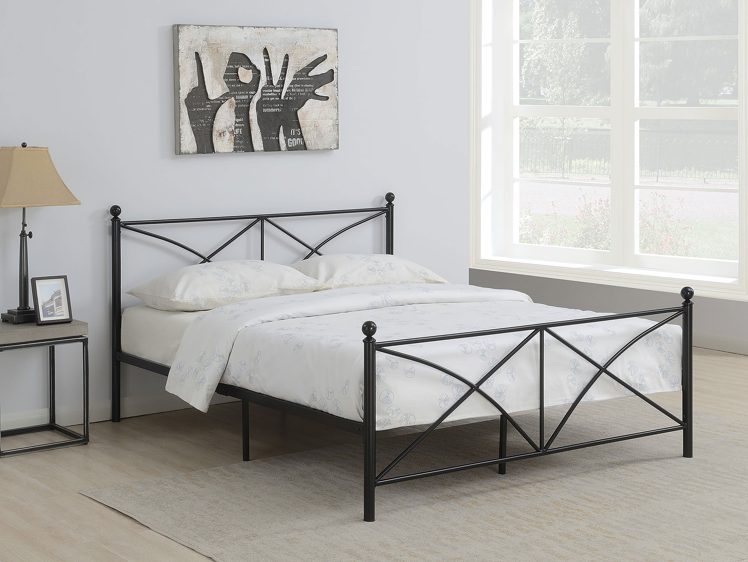 Hart Metal Open Frame Bed Matte Black