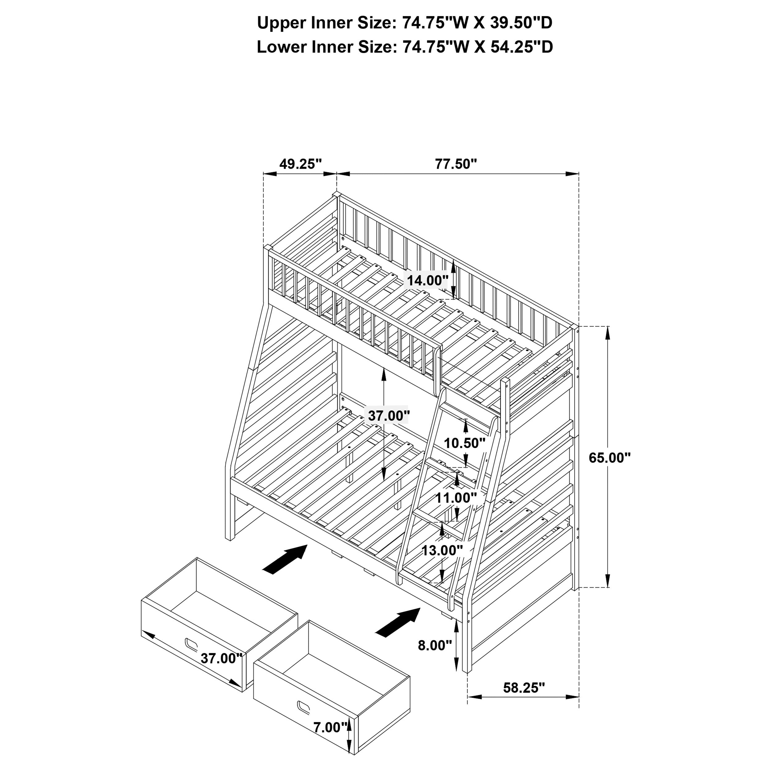 Ashton 2-drawer Wood Over Bunk Bed