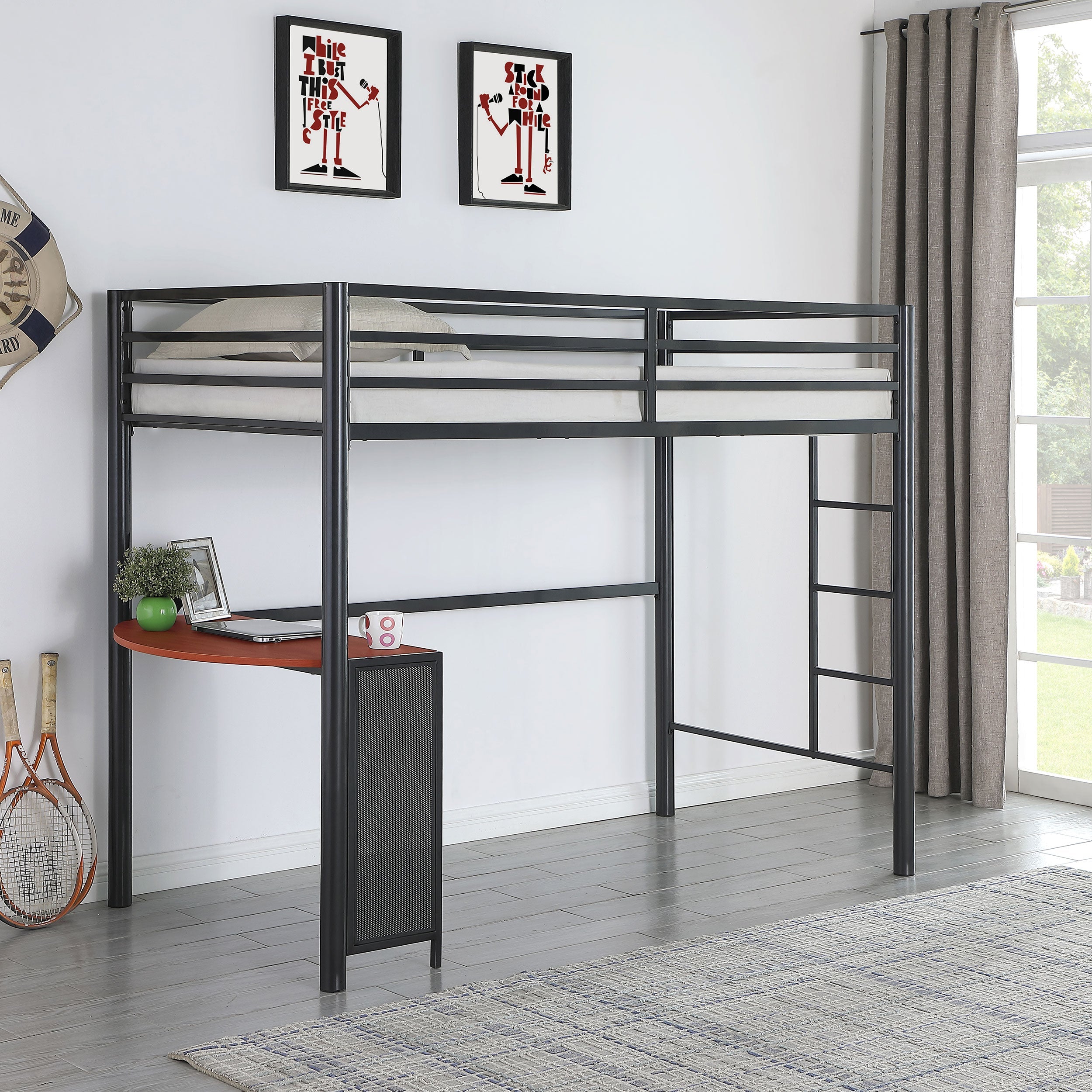 Fisher Workstation Loft Bed Gunmetal
