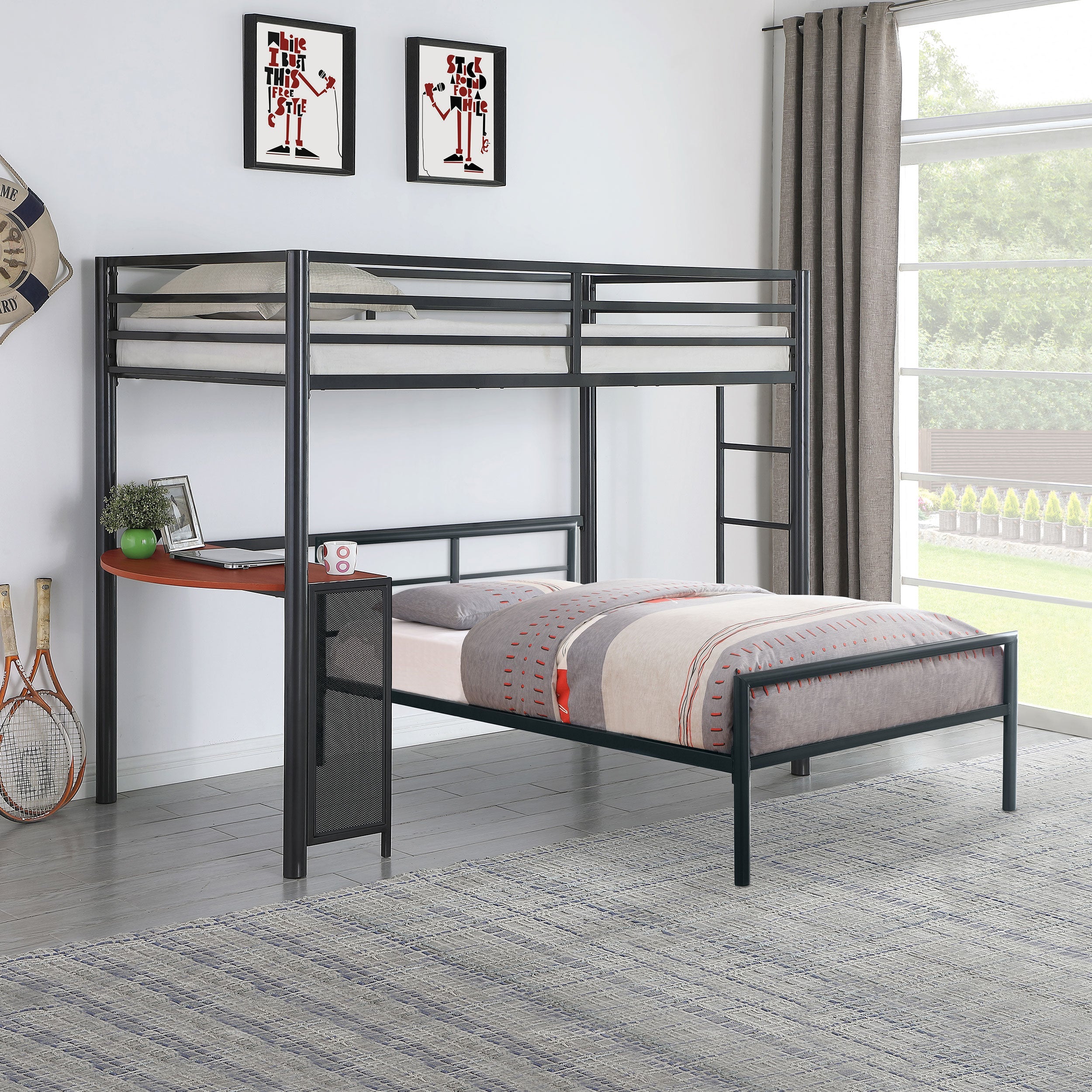 Fisher Workstation Loft Bed Gunmetal
