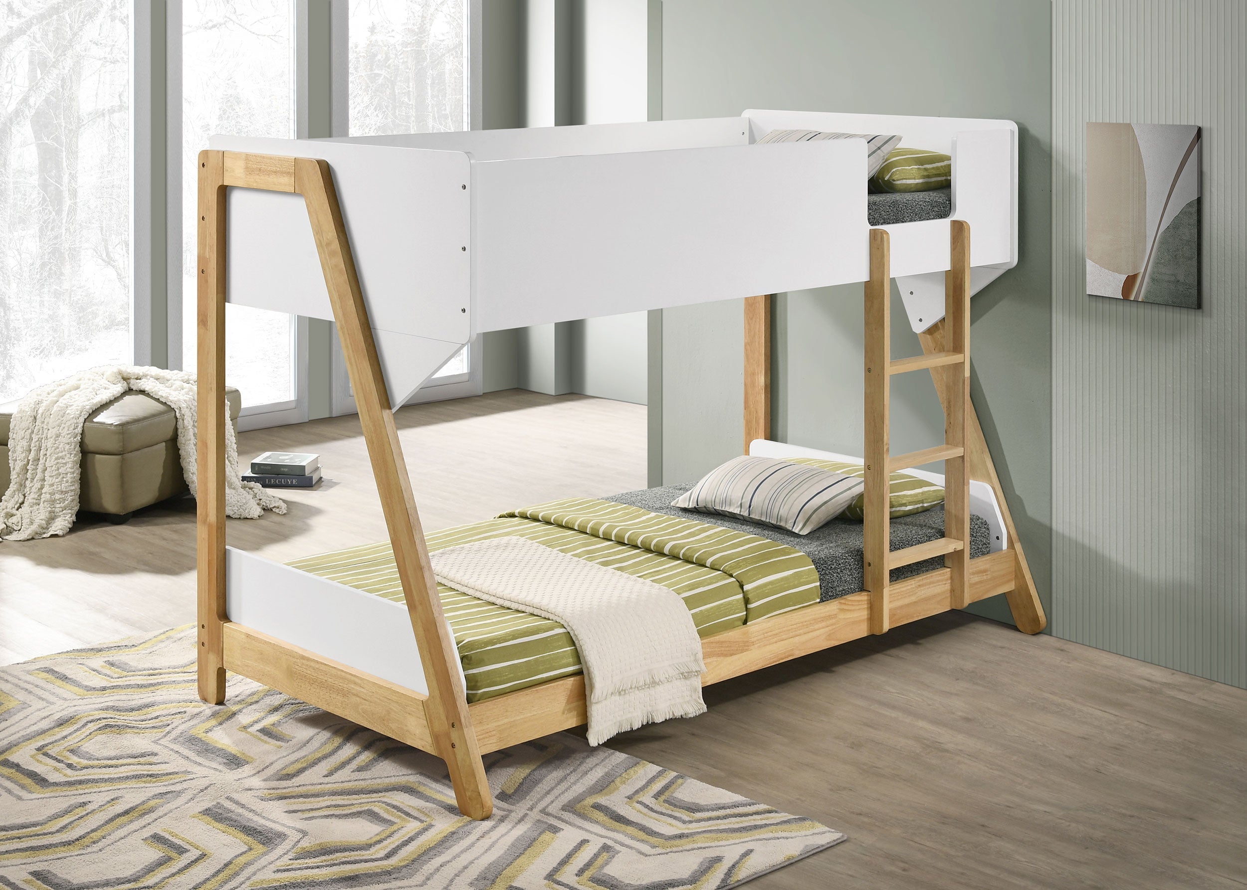 Wyatt Wood Over Bunk Bed White and Natural