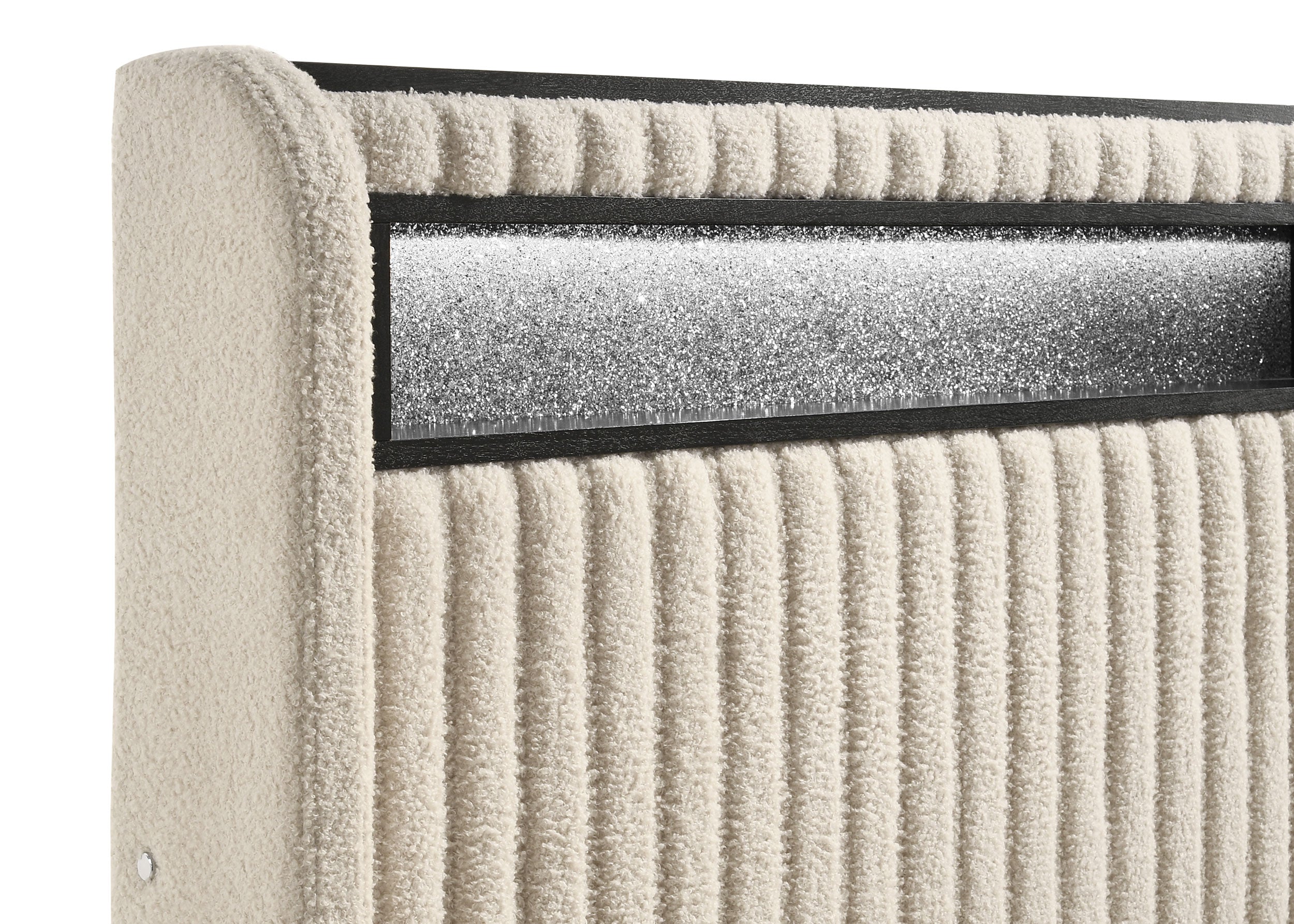 Madison Upholstered LED Storage Platform Bed Cream