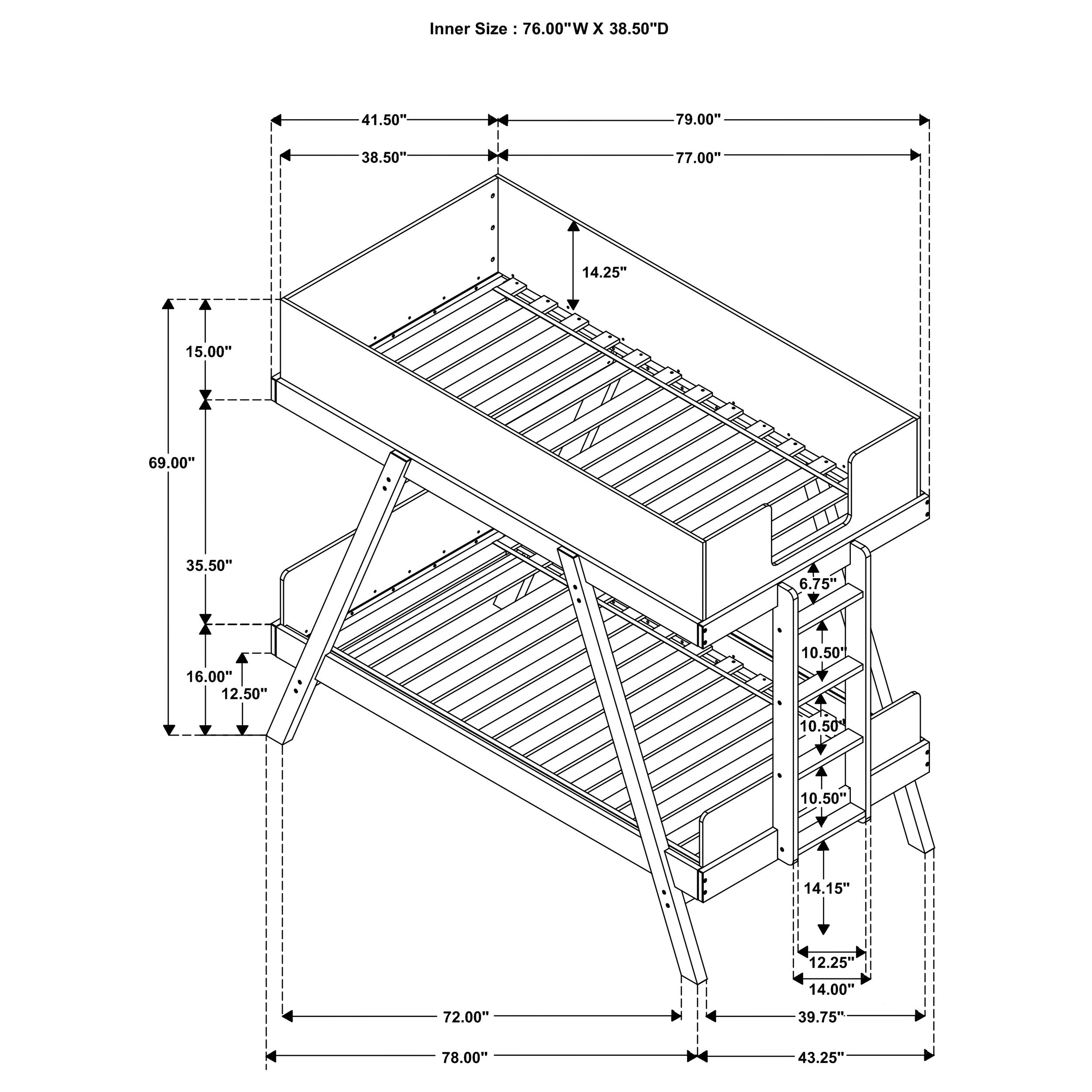 Frankie Wood Over Bunk Bed Blue and Natural