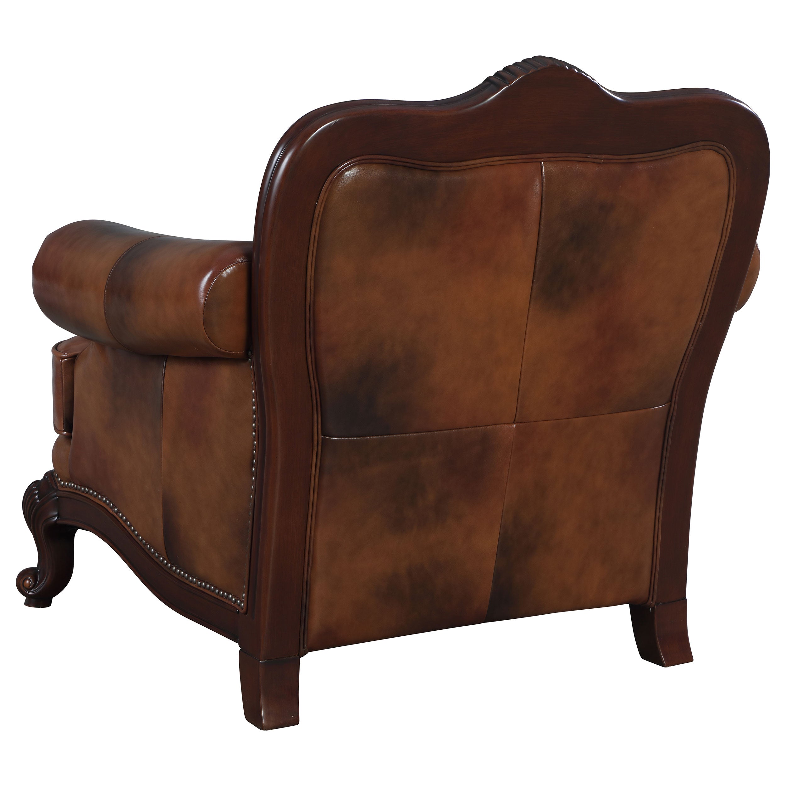 Victoria Leather Upholstered Rolled Arm Chair Brown